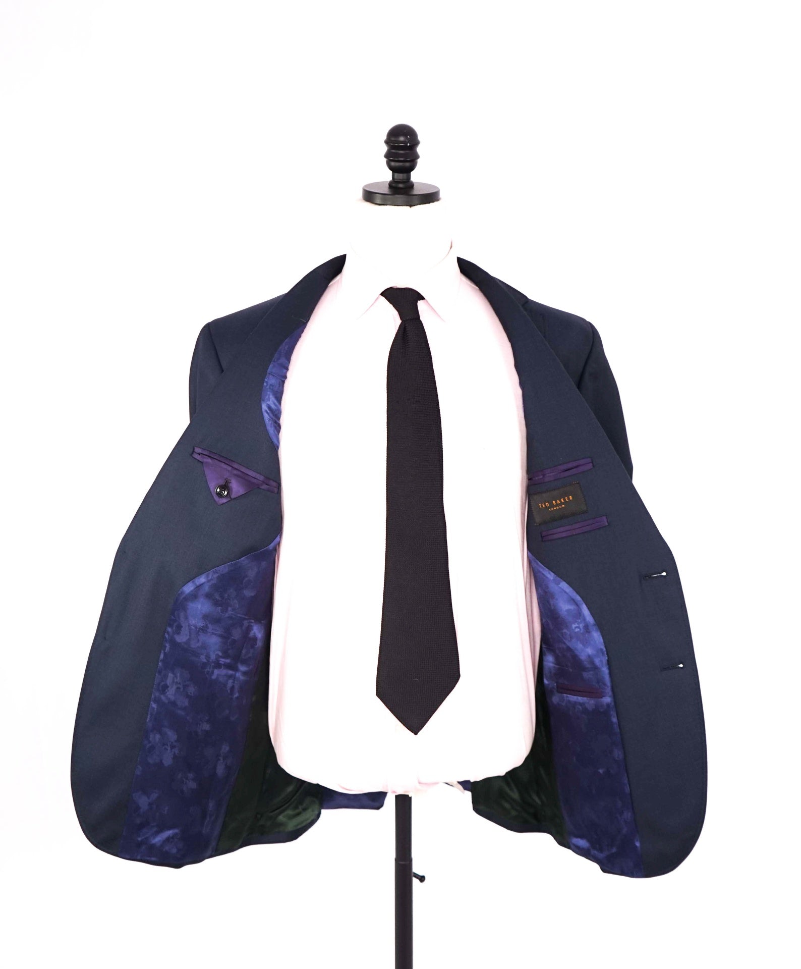 $595 TED BAKER - Solid Navy Blue Wool Blazer - 44R
