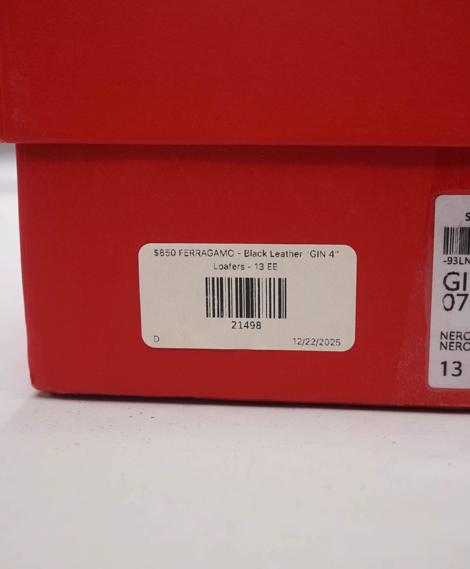 $850 FERRAGAMO - Black Leather "GIN 4" Loafers - 13 EE