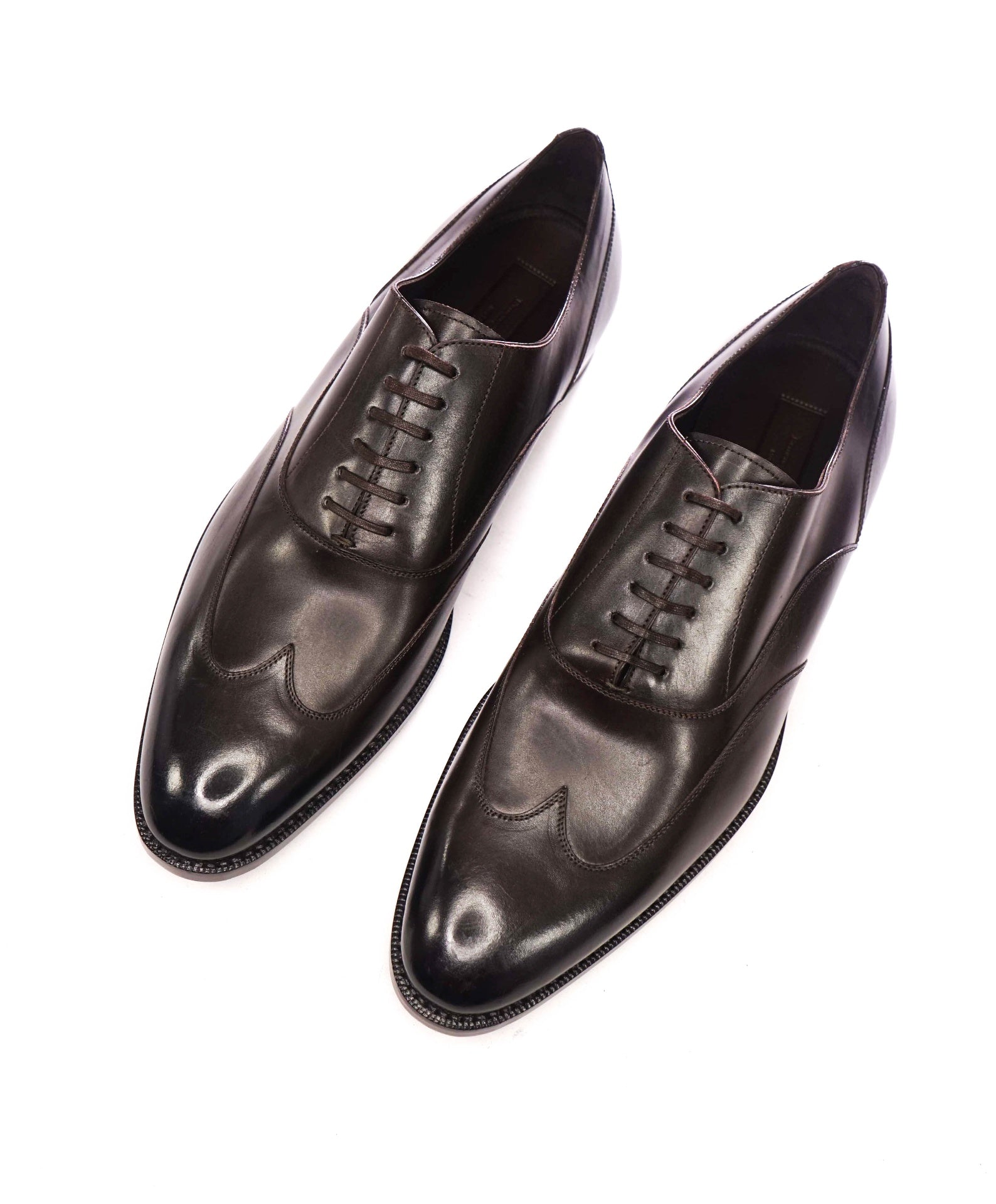 $795 ZEGNA - Brown Leather Wingtip Oxfords - US 12 (11UK)