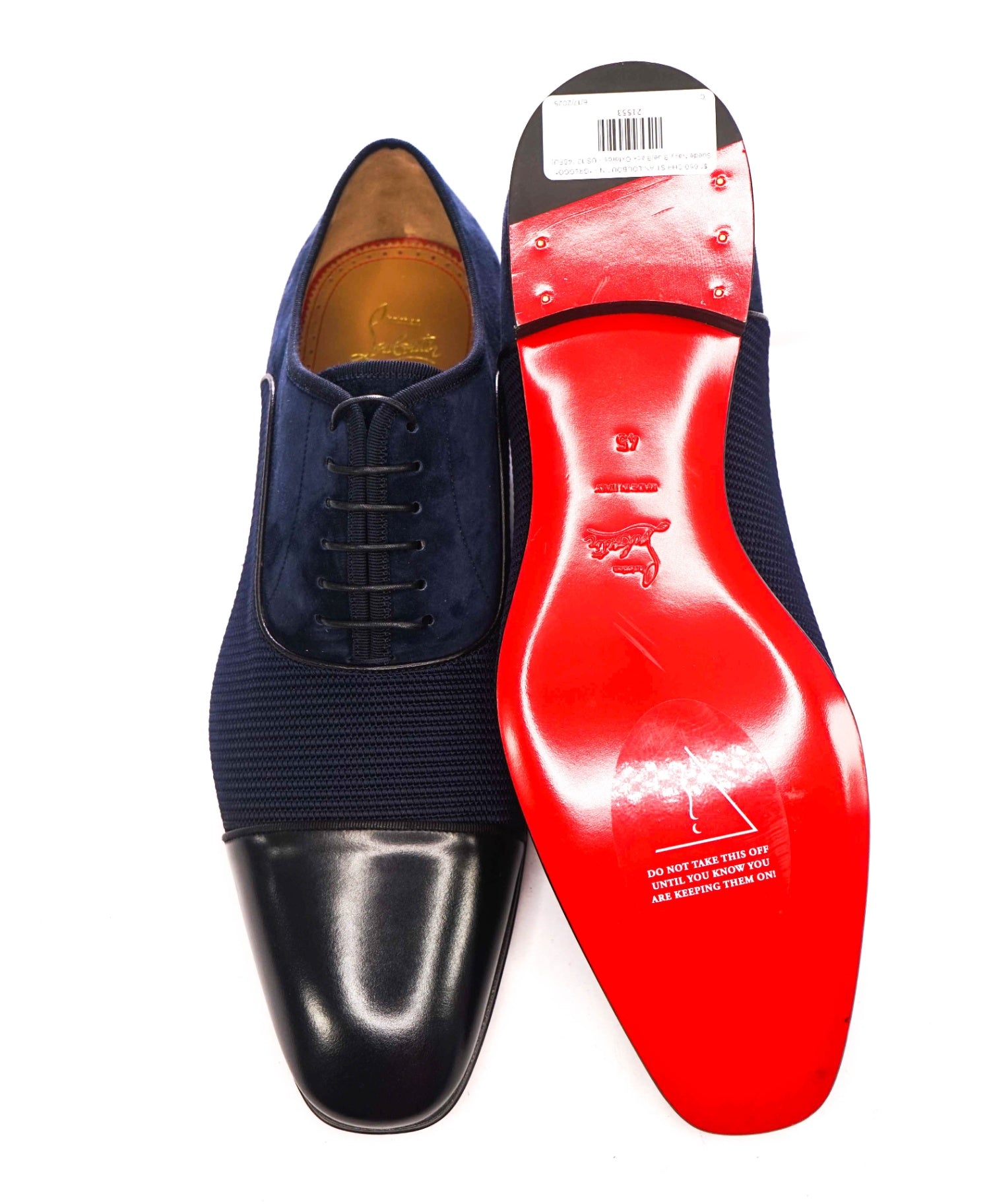 $1,050 CHRISTIAN LOUBOUTIN - *GREGGO* Suede Navy Oxfords - US 12 (45EU)