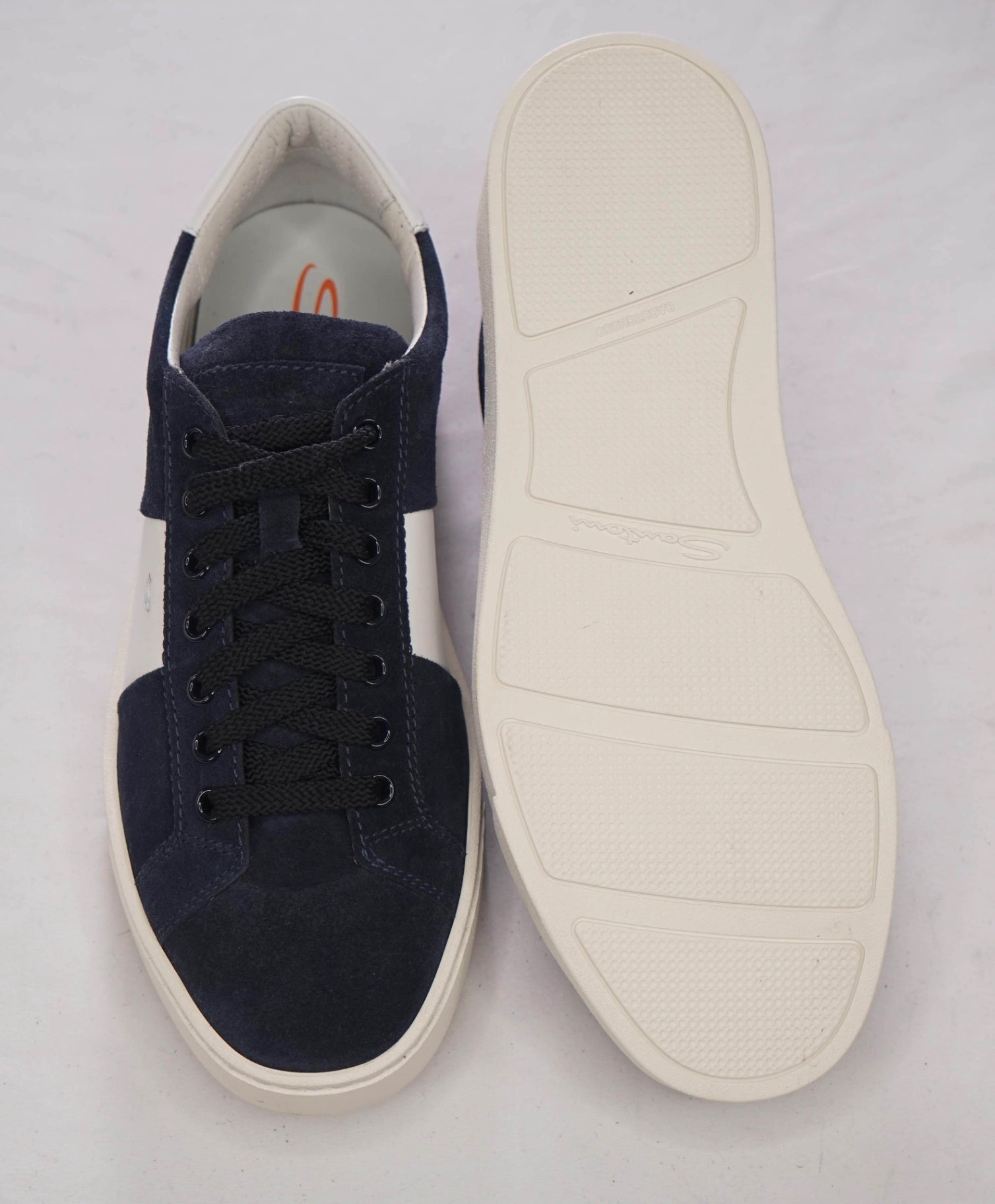 $795 SANTONI - Navy Blue Suede/Leather Sneakers - US 7 (6UK)
