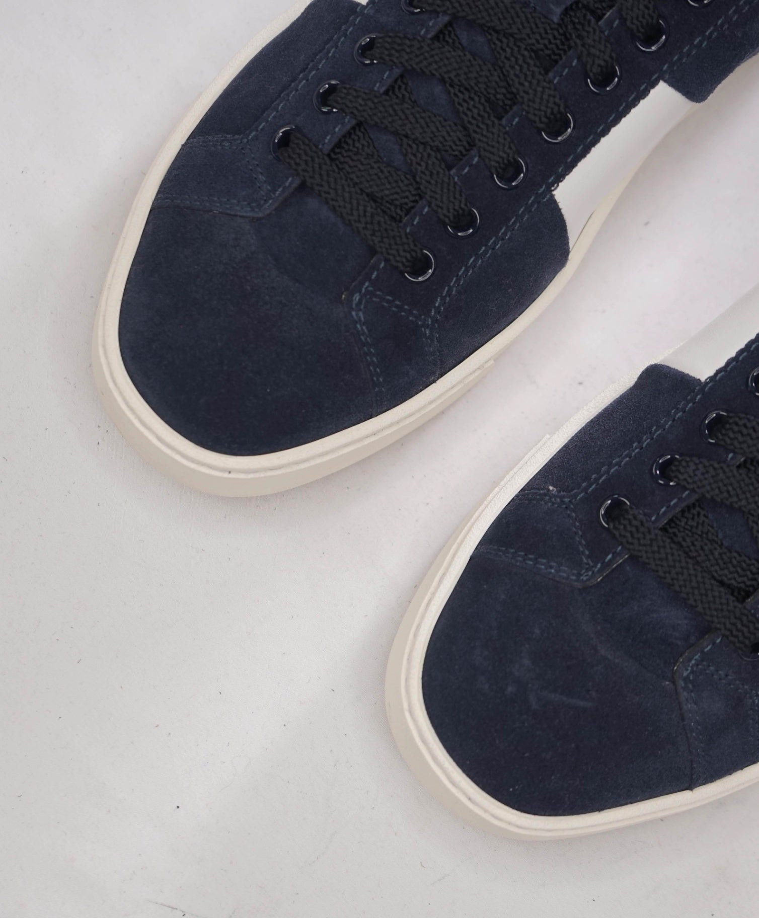 $795 SANTONI - Navy Blue Suede/Leather Sneakers - US 7 (6UK)