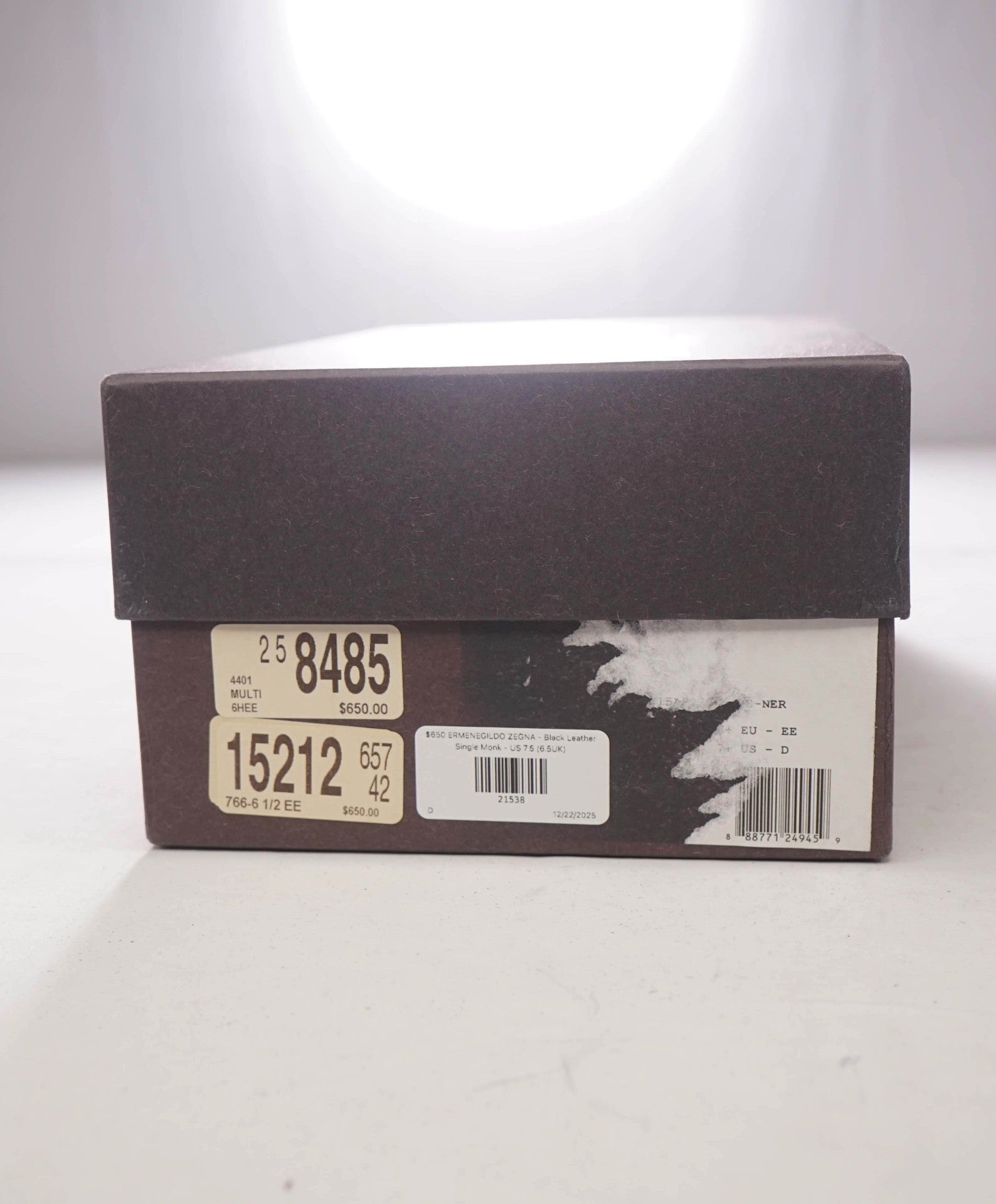 $850 ZEGNA - Black Leather Single Monk Loafers - US 7.5 (6.5UK)