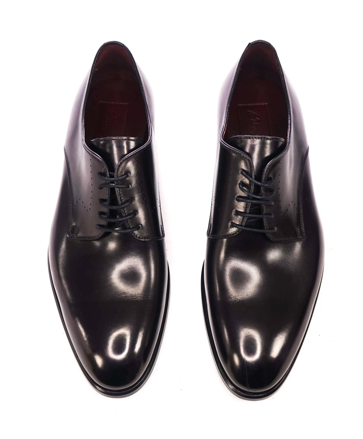 $1,250 BRIONI - Black Leather Round Toe Derby - US 9 (UK8)