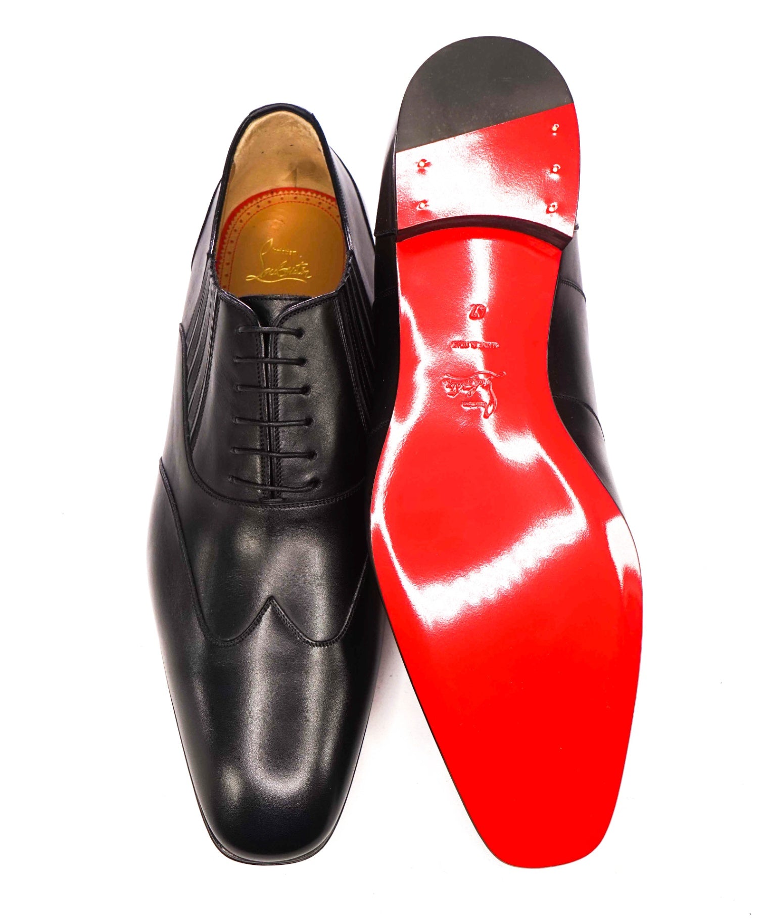 $1,145 CHRISTIAN LOUBOUTIN - Black Leather *MY ARMOR" Oxfords - US 12.5 (EU45.5)