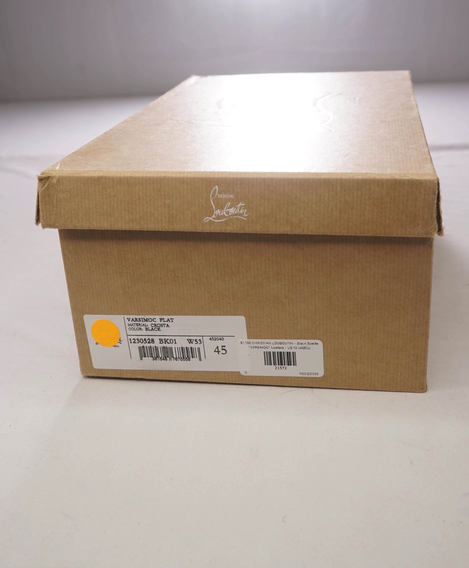 $1,100 CHRISTIAN LOUBOUTIN - Black Suede "VARSIMOC" Loafers - US 12 (45EU)