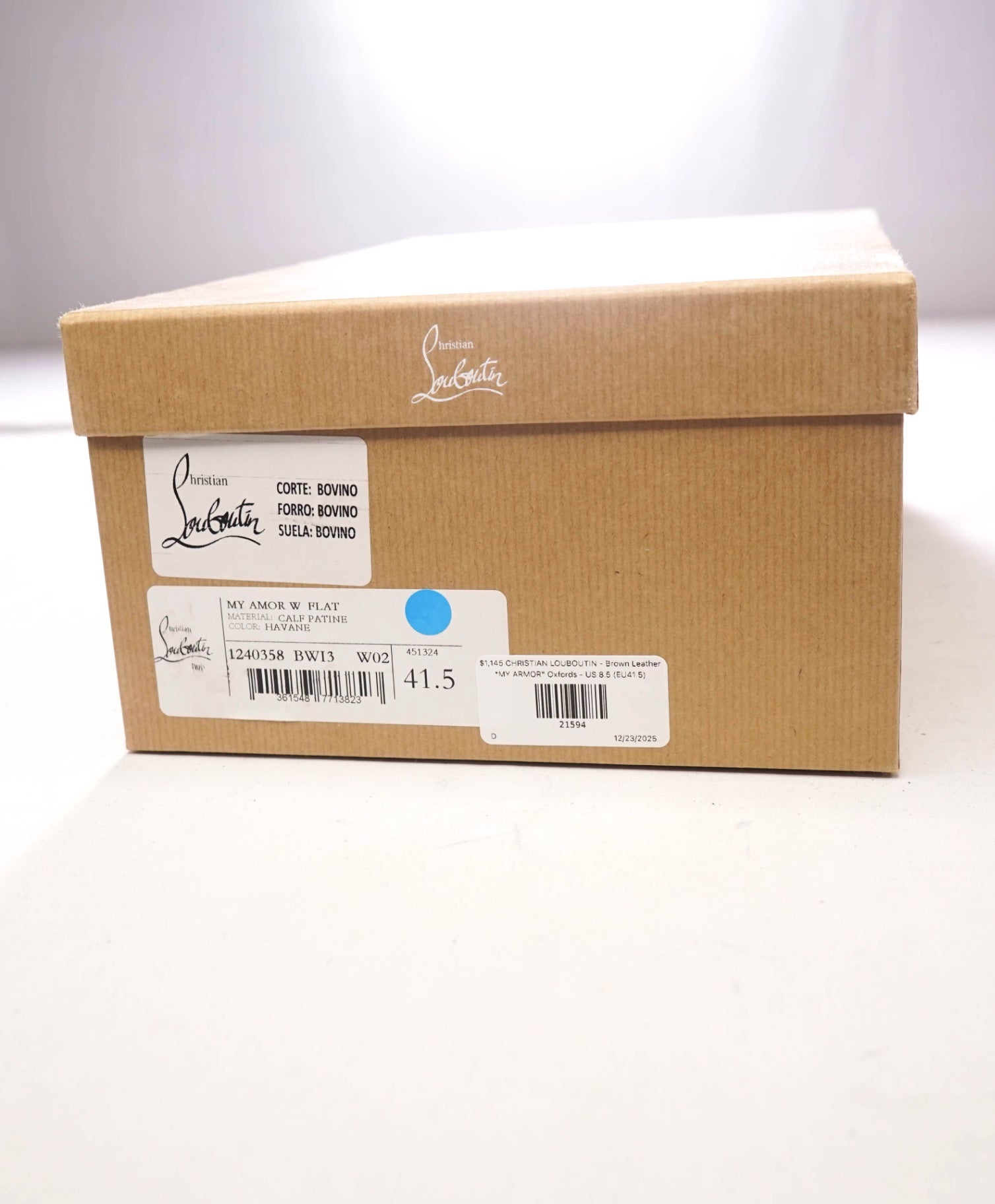 $1,145 CHRISTIAN LOUBOUTIN - Brown *MY ARMOR" Oxfords - US 8.5 (EU41.5)