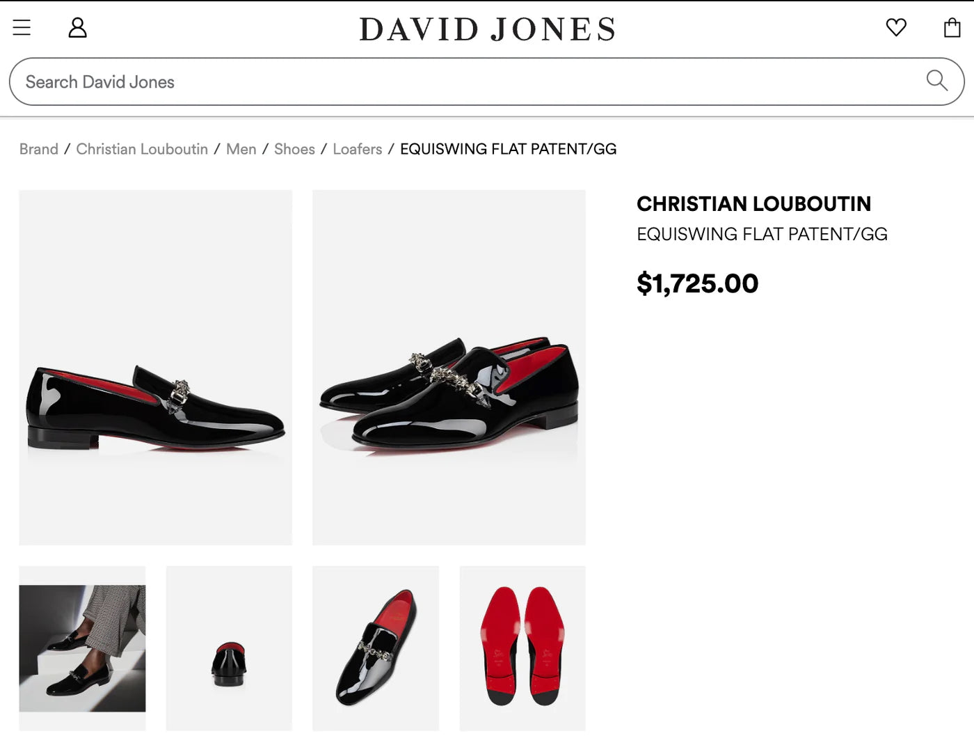 $1,725 CHRISTIAN LOUBOUTIN - Black Patent Leather "EQUISWING" Loafers - US 7.5 (40.5EU)