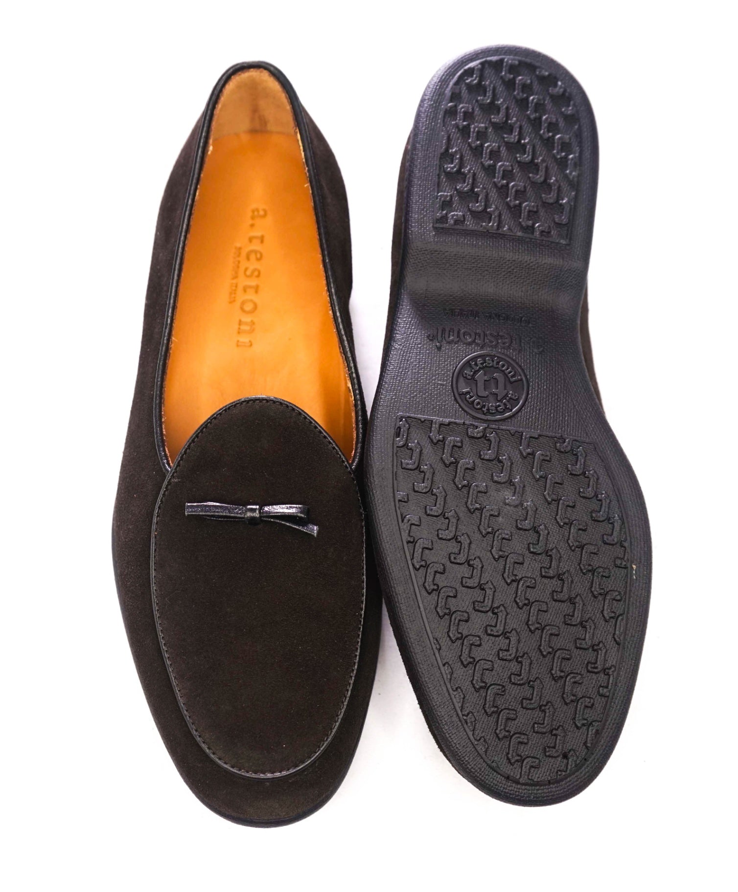 $1,100 A.TESTONI - Brown Suede BELGIAN Loafers - 8