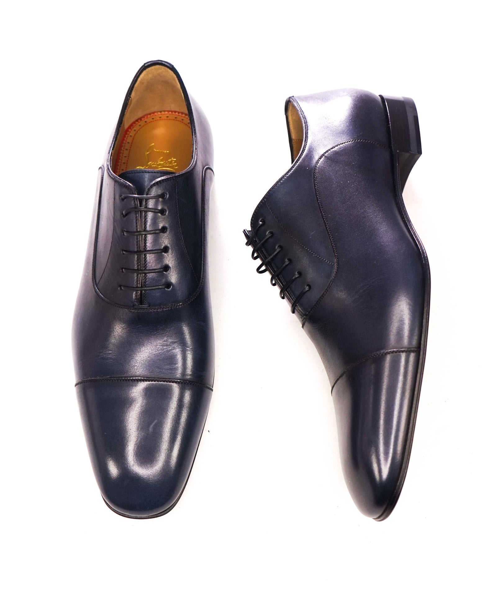 $1,050 CHRISTIAN LOUBOUTIN - Navy Blue Leather *GREGGO* Oxfords - US 12 (45EU)