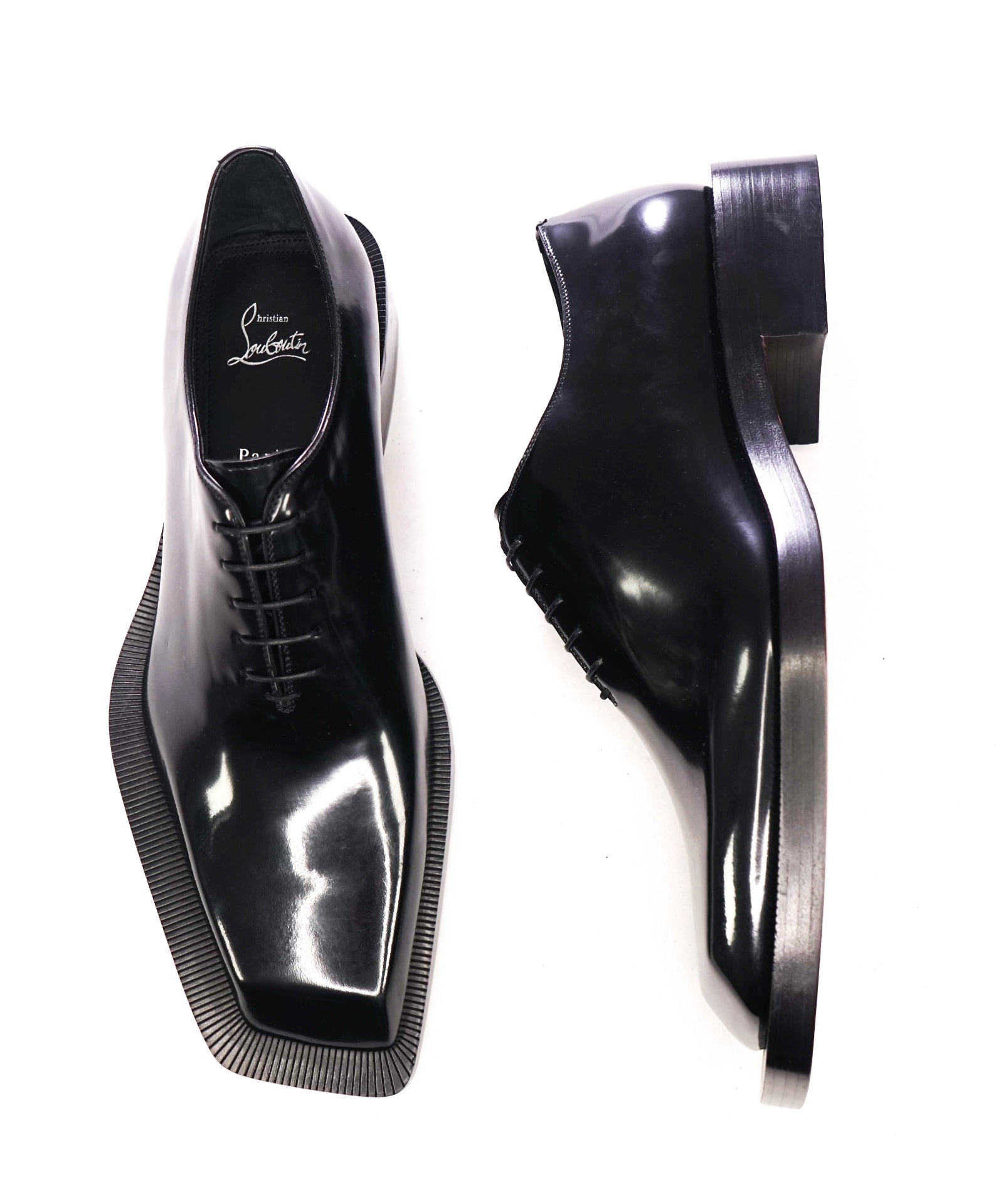 $1,545 CHRISTIAN LOUBOUTIN - Black "Caraca Abrasivato" Oxford - US 13 (46EU)
