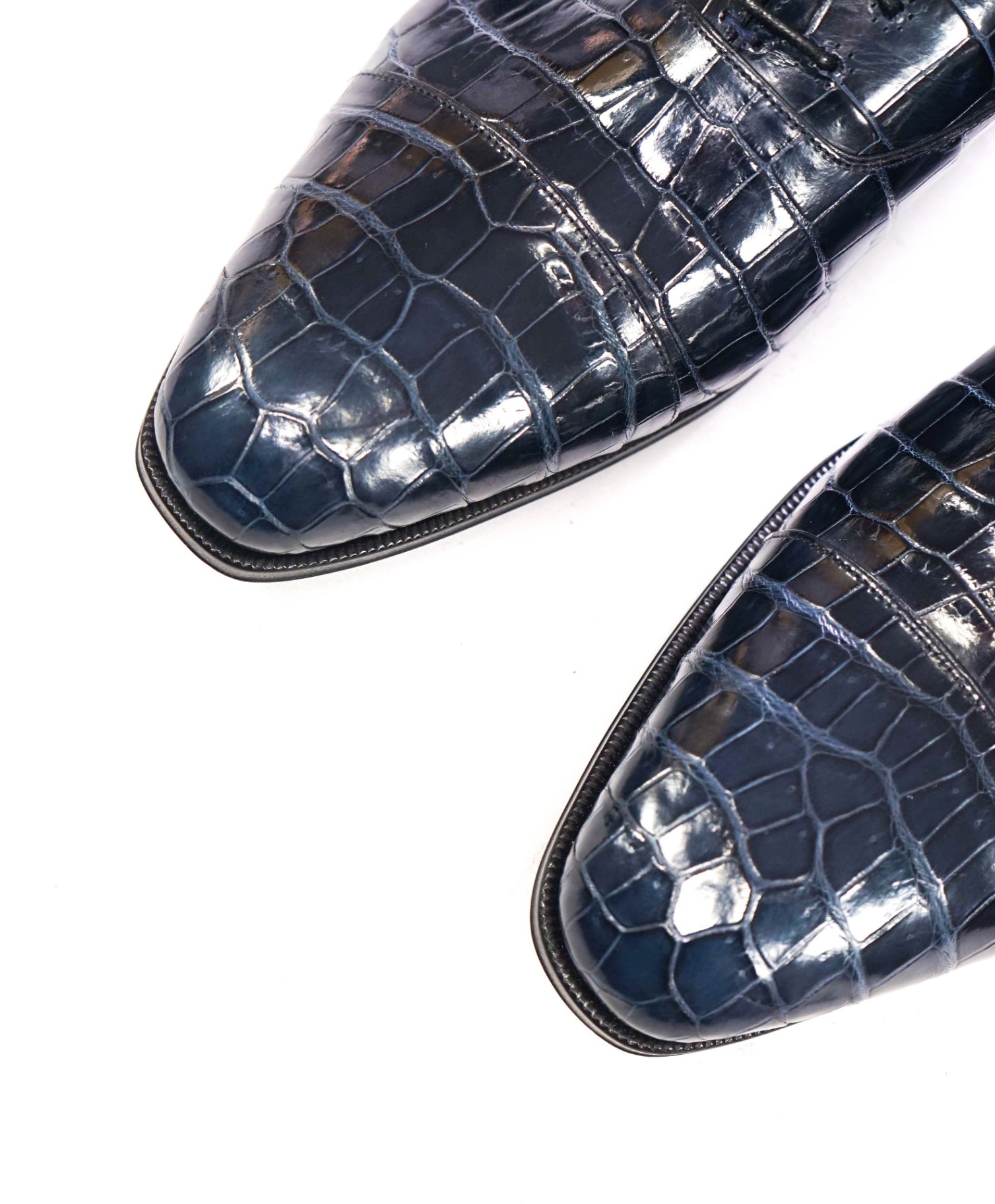 $9,000 STEFANO RICCI - Navy Blue Crocodile Skin Oxfords - 11 US (10UK)