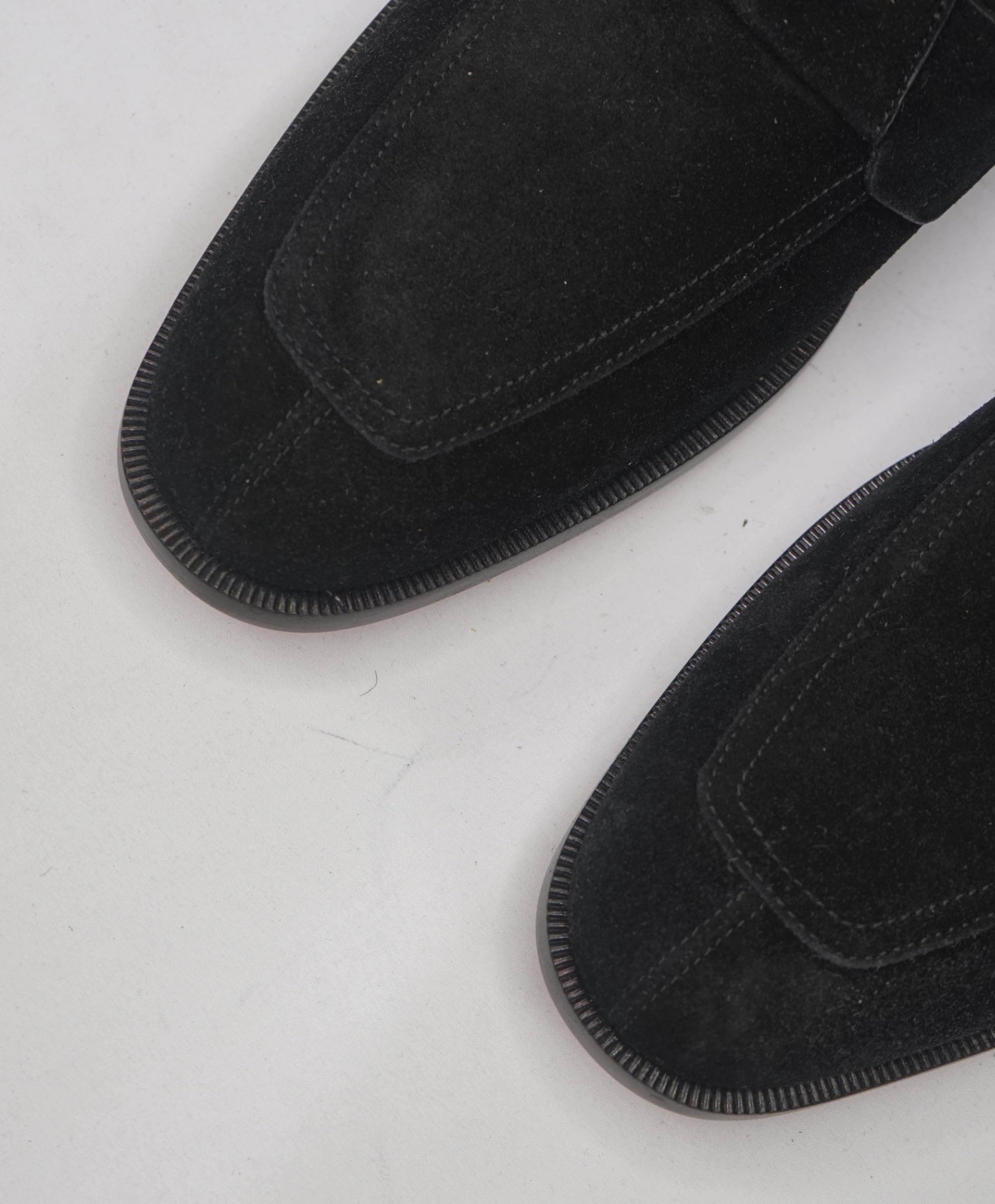 $1,100 CHRISTIAN LOUBOUTIN - Black Suede "VARSIMOC" Loafers - US 12 (45EU)