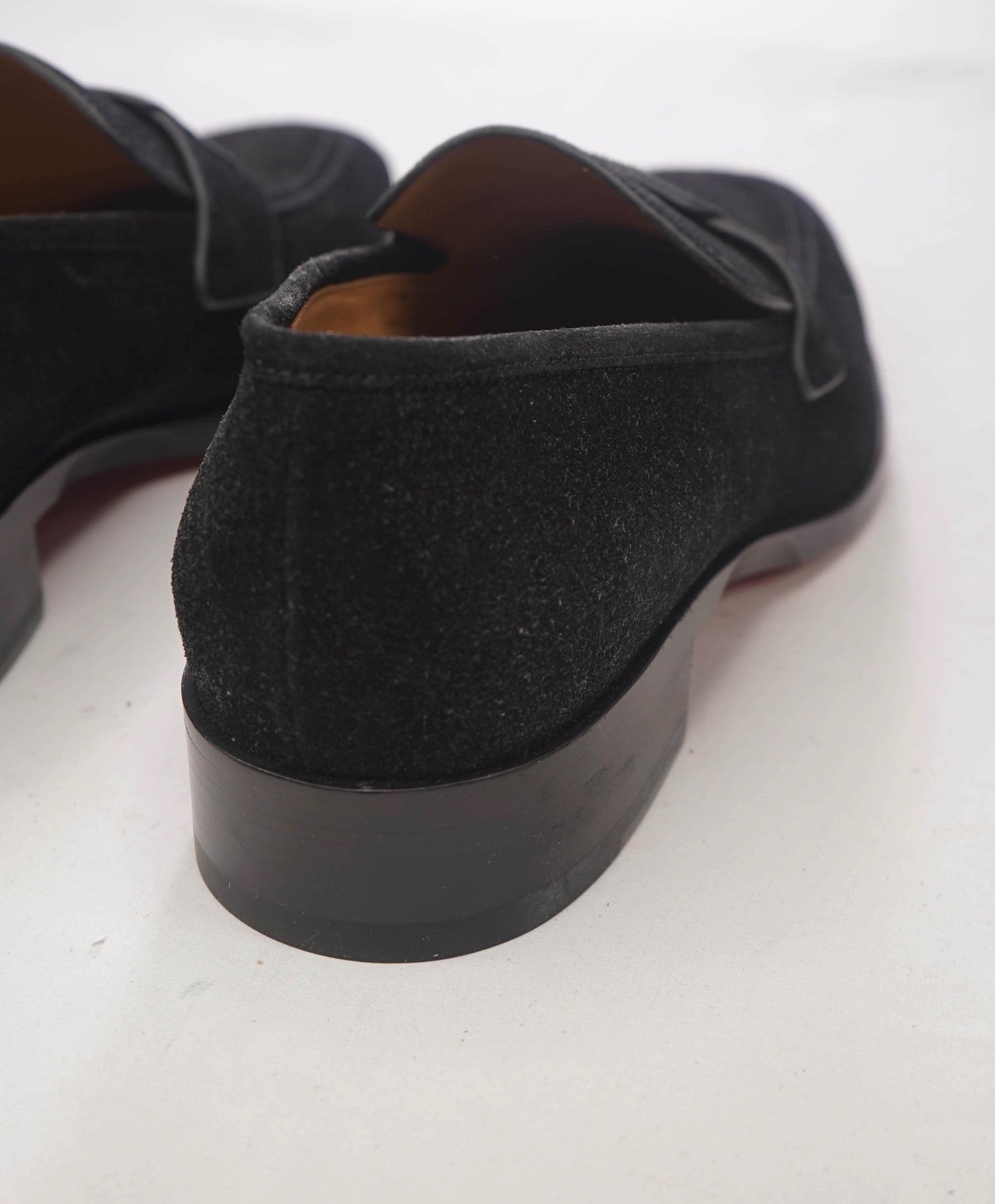 $1,100 CHRISTIAN LOUBOUTIN - Black Suede "VARSIMOC" Loafers - US 12 (45EU)