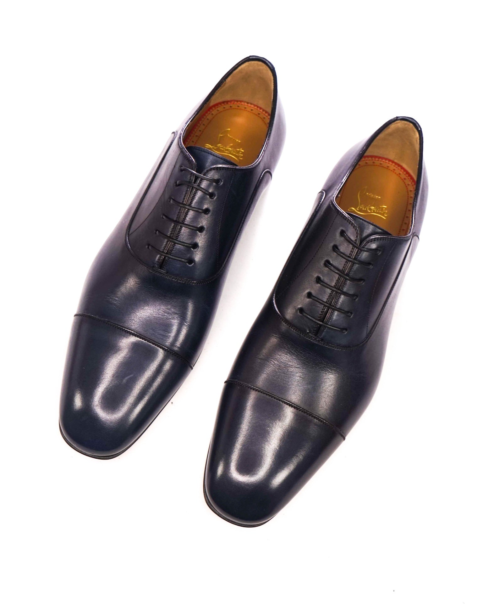 $1,050 CHRISTIAN LOUBOUTIN - Navy Blue Leather *GREGGO* Oxfords - US 12 (45EU)