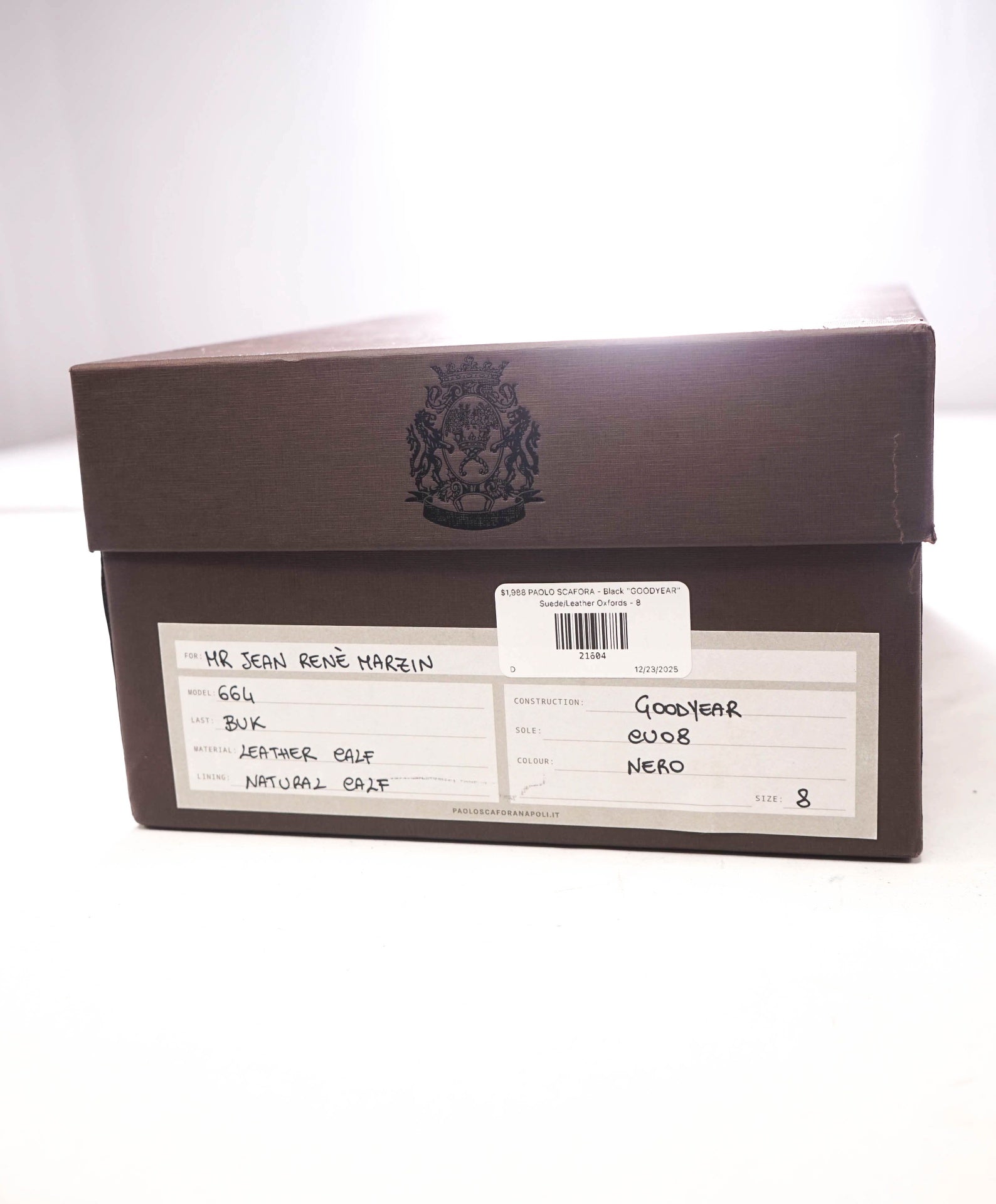 $1,988 PAOLO SCAFORA - Black "GOODYEAR"Oxfords - 9 US (8UK)