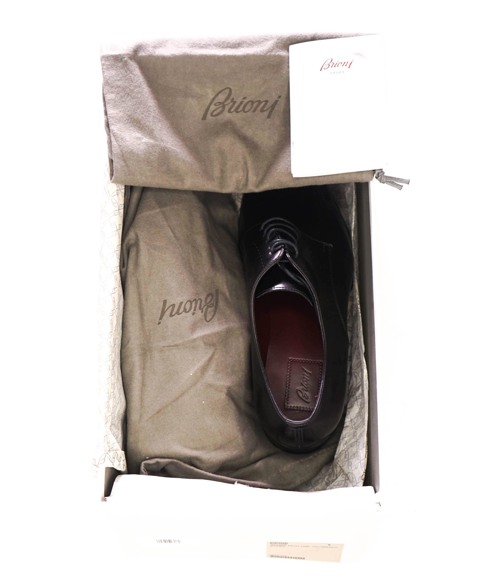 $1,250 BRIONI - Black Leather Round Toe Derby - US 9 (UK8)