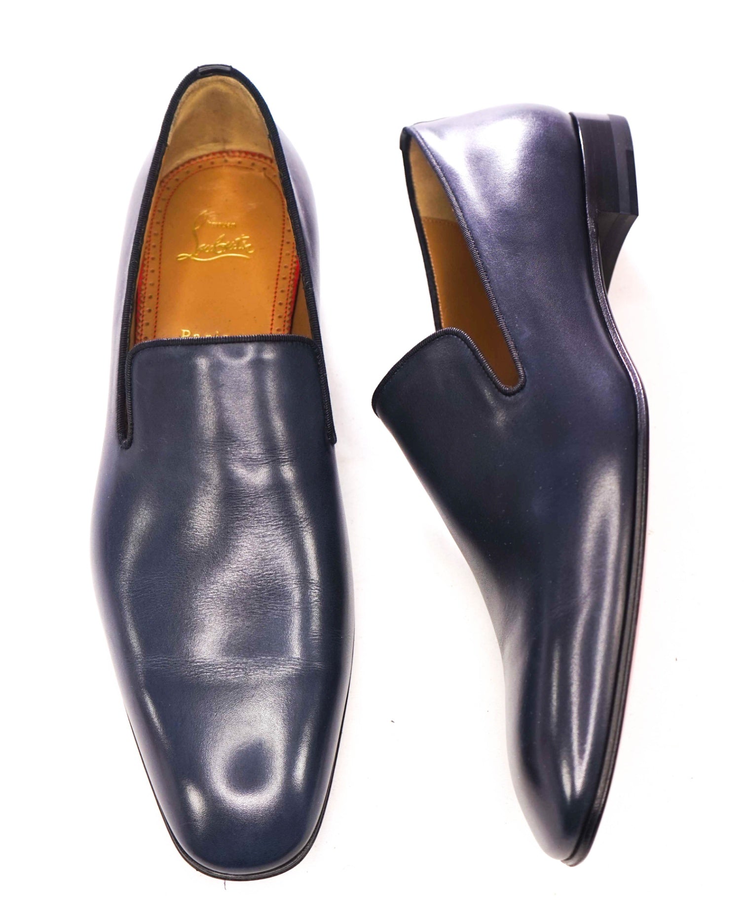 $1,050 CHRISTIAN LOUBOUTIN - Navy Blue Leather *DANDELION* Loafers - US 11 (44EU)