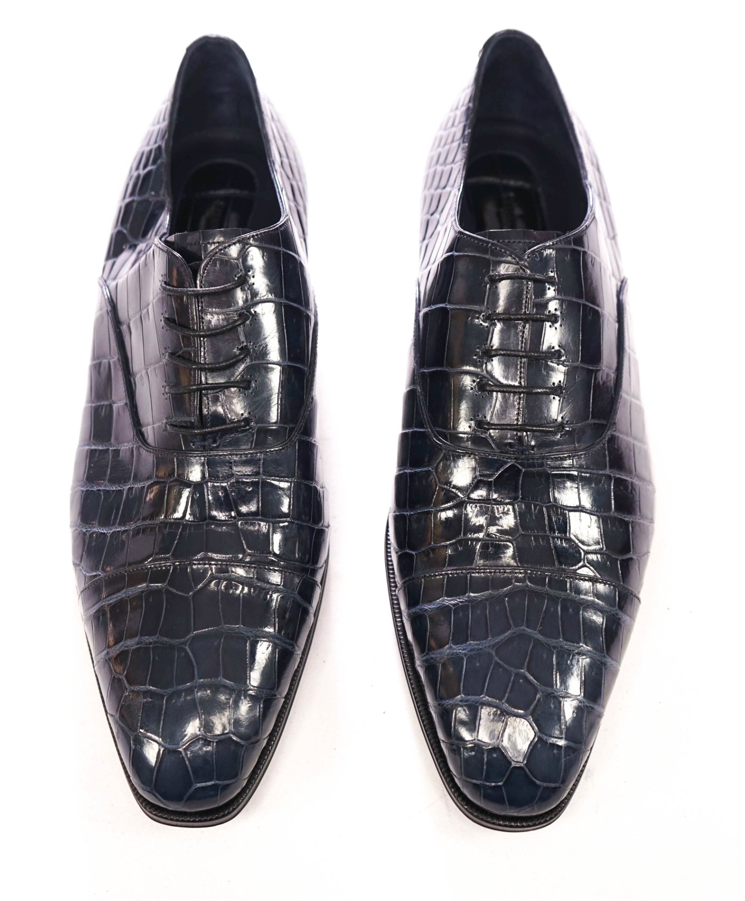 $9,000 STEFANO RICCI - Navy Blue Crocodile Skin Oxfords - 11 US (10UK)