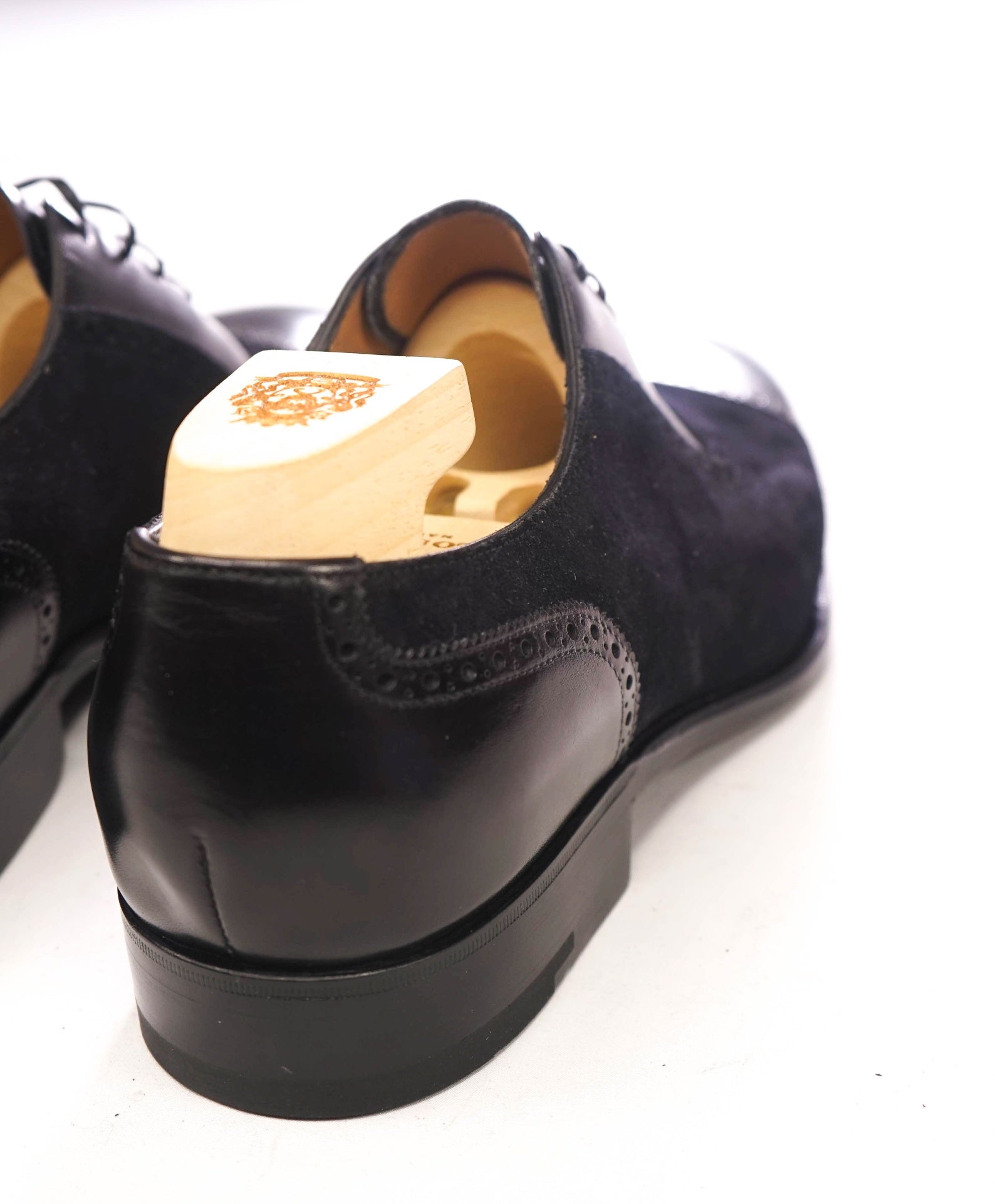 $1,988 PAOLO SCAFORA - Black "GOODYEAR"Oxfords - 9 US (8UK)
