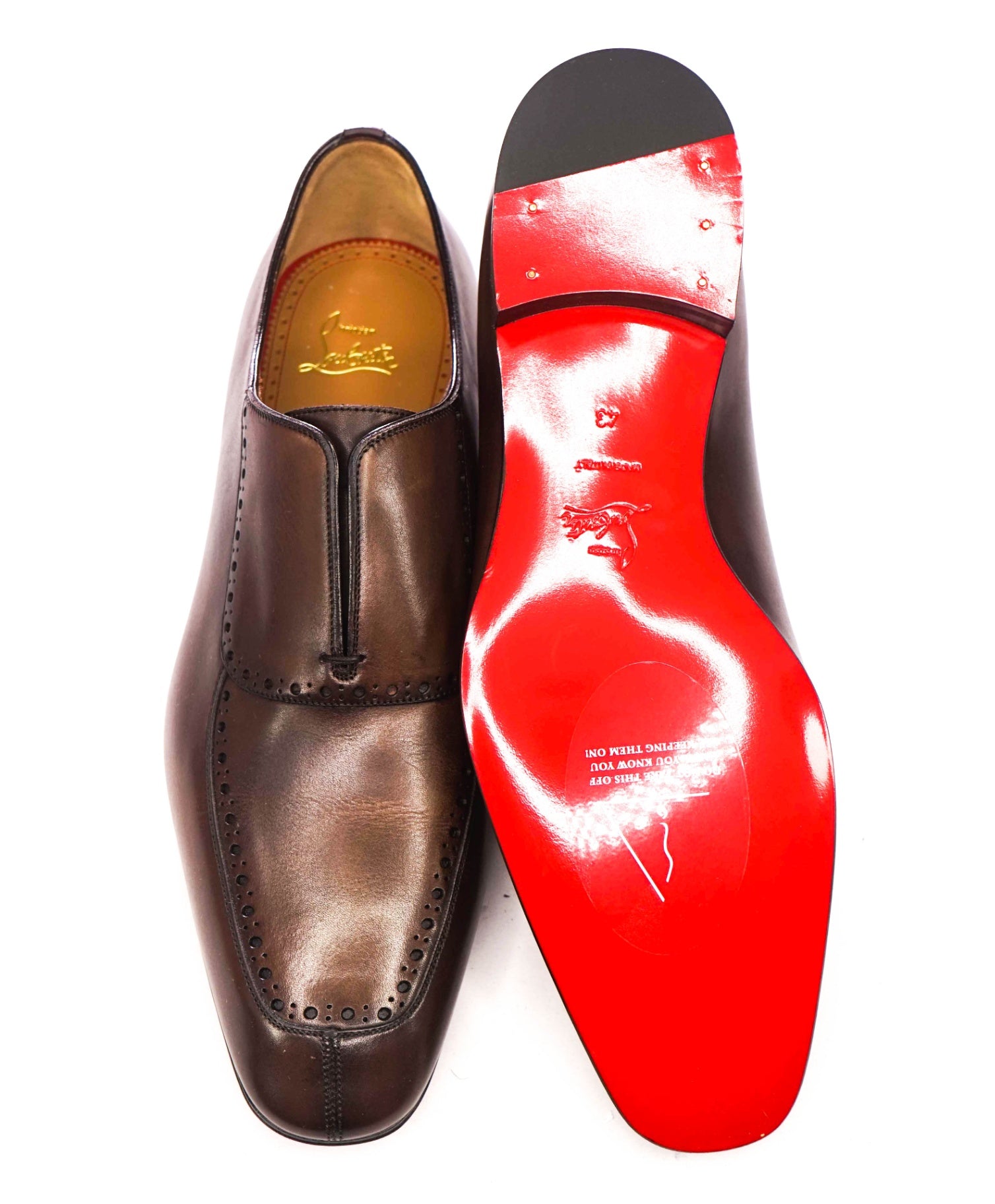 $1,250 CHRISTIAN LOUBOUTIN - Brown Leather *LAFITTE* Loafers - US 10 (43EU)