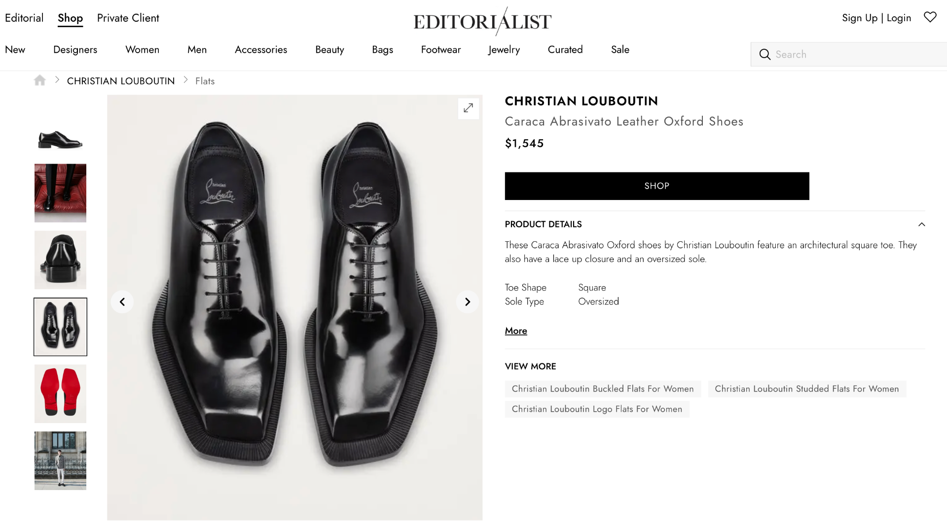 $1,545 CHRISTIAN LOUBOUTIN - Black "Caraca Abrasivato" Oxford - US 13 (46EU)
