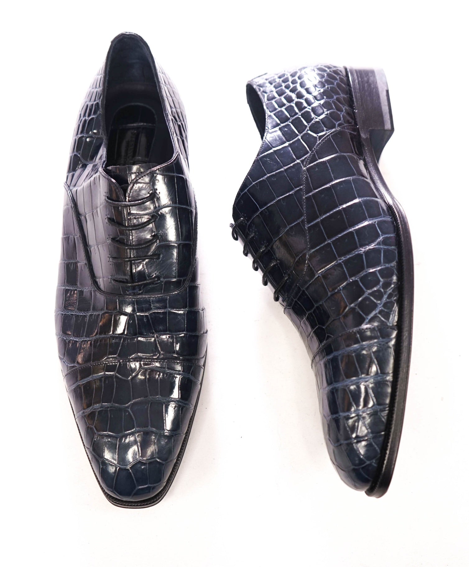 $9,000 STEFANO RICCI - Navy Blue Crocodile Skin Oxfords - 11 US (10UK)