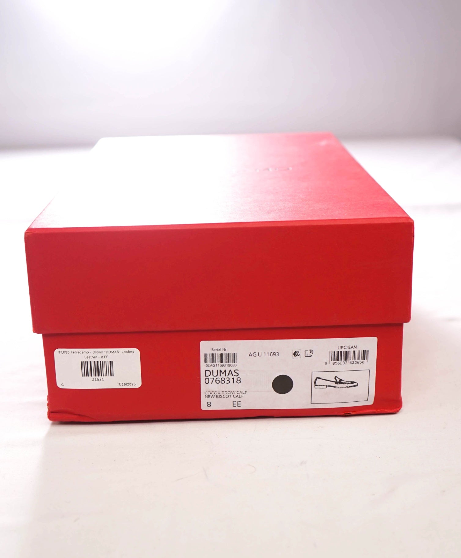 $1,095 Ferragamo - Brown "DUMAS" Loafers Leather - 8 EE