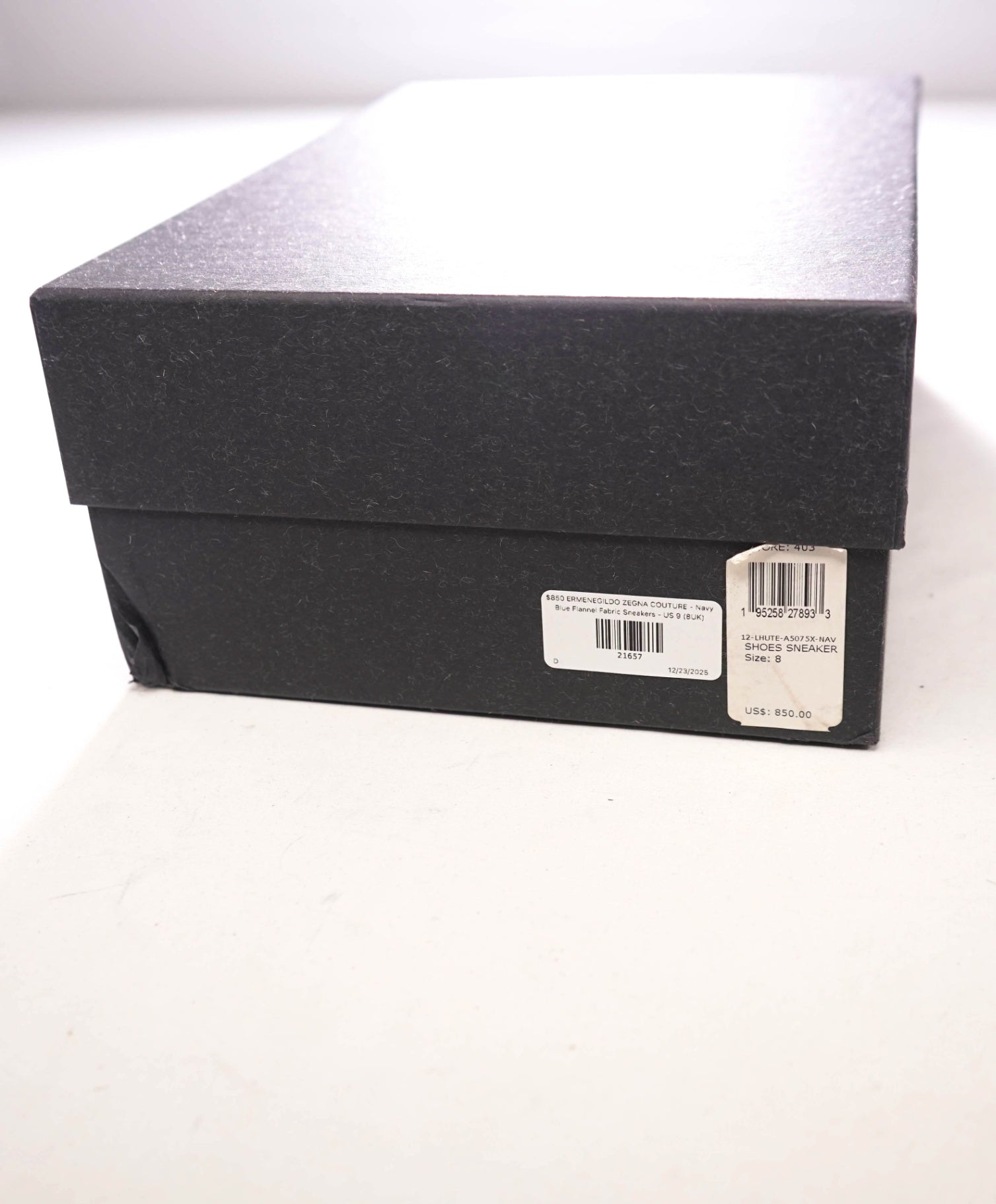$850 ZEGNA - Navy Triple Stitch High-Top Flannel Sneakers - US 9 (8UK
