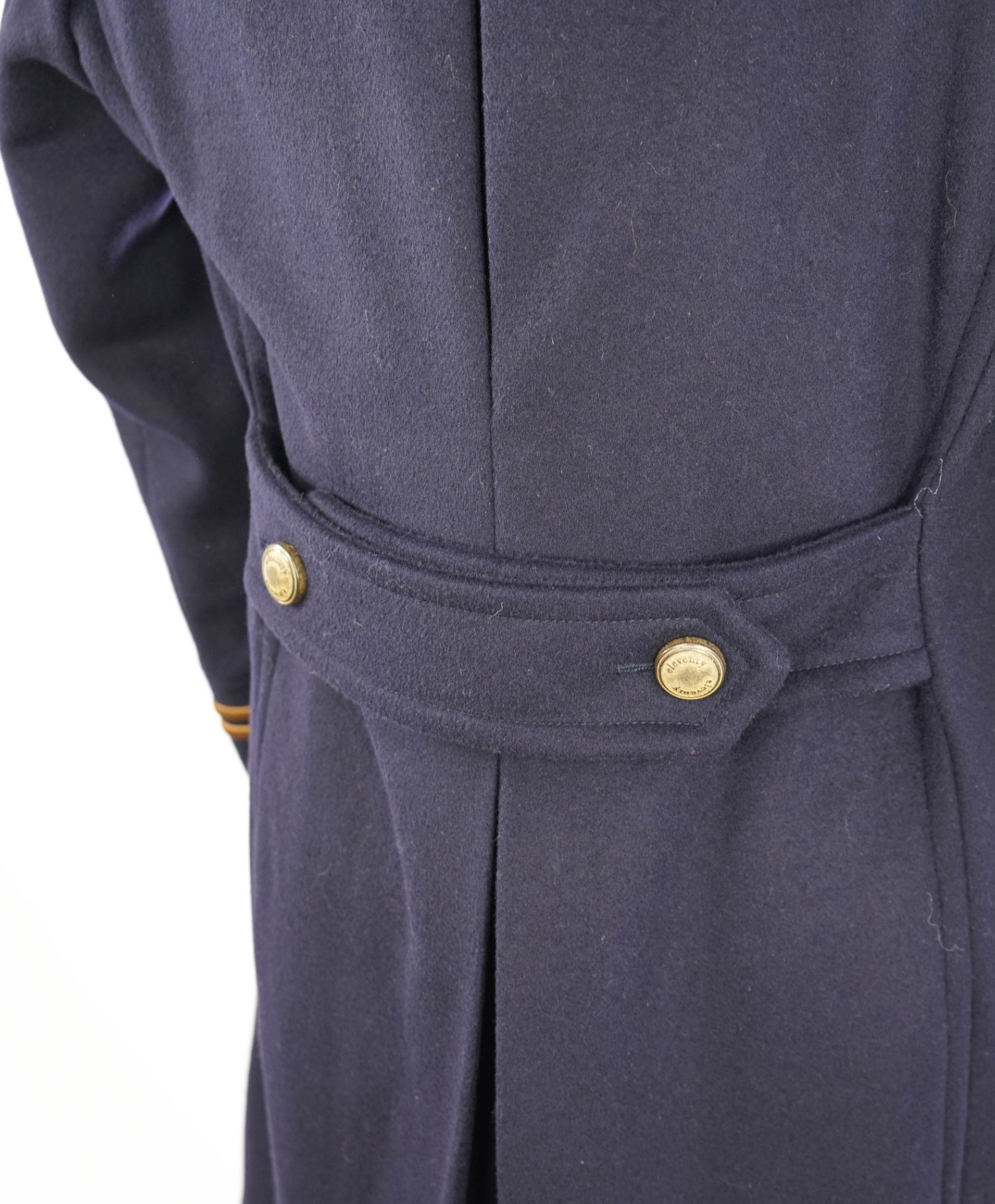 $2,000 ELEVENTY - Navy/Gold CASHMERE/Wool  Pilot/Aviator Overcoat - 42R (52 EU)