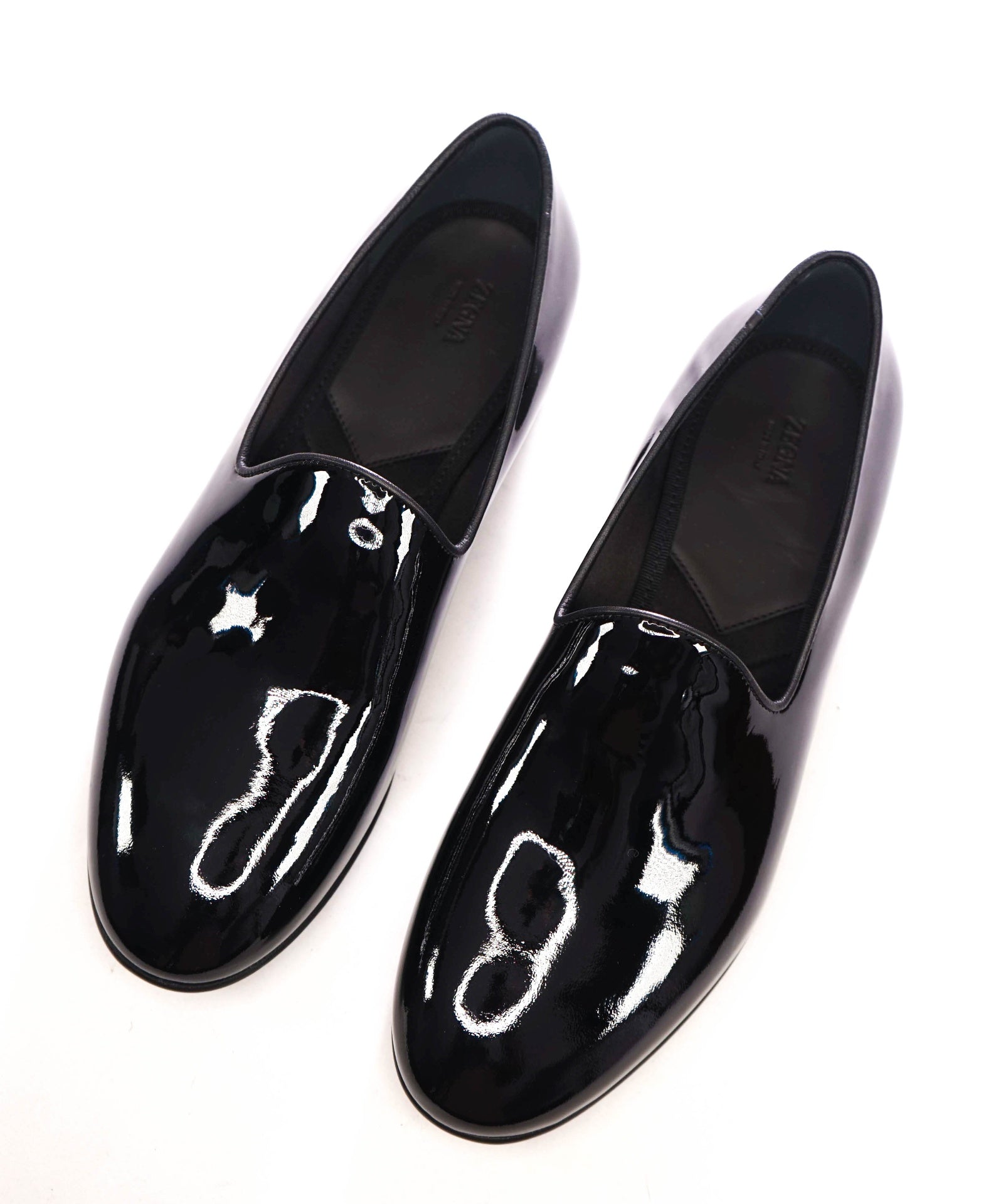 $860 ZEGNA - Black Patent Leather "PALERMO" Loafers - US 10 (9UK)