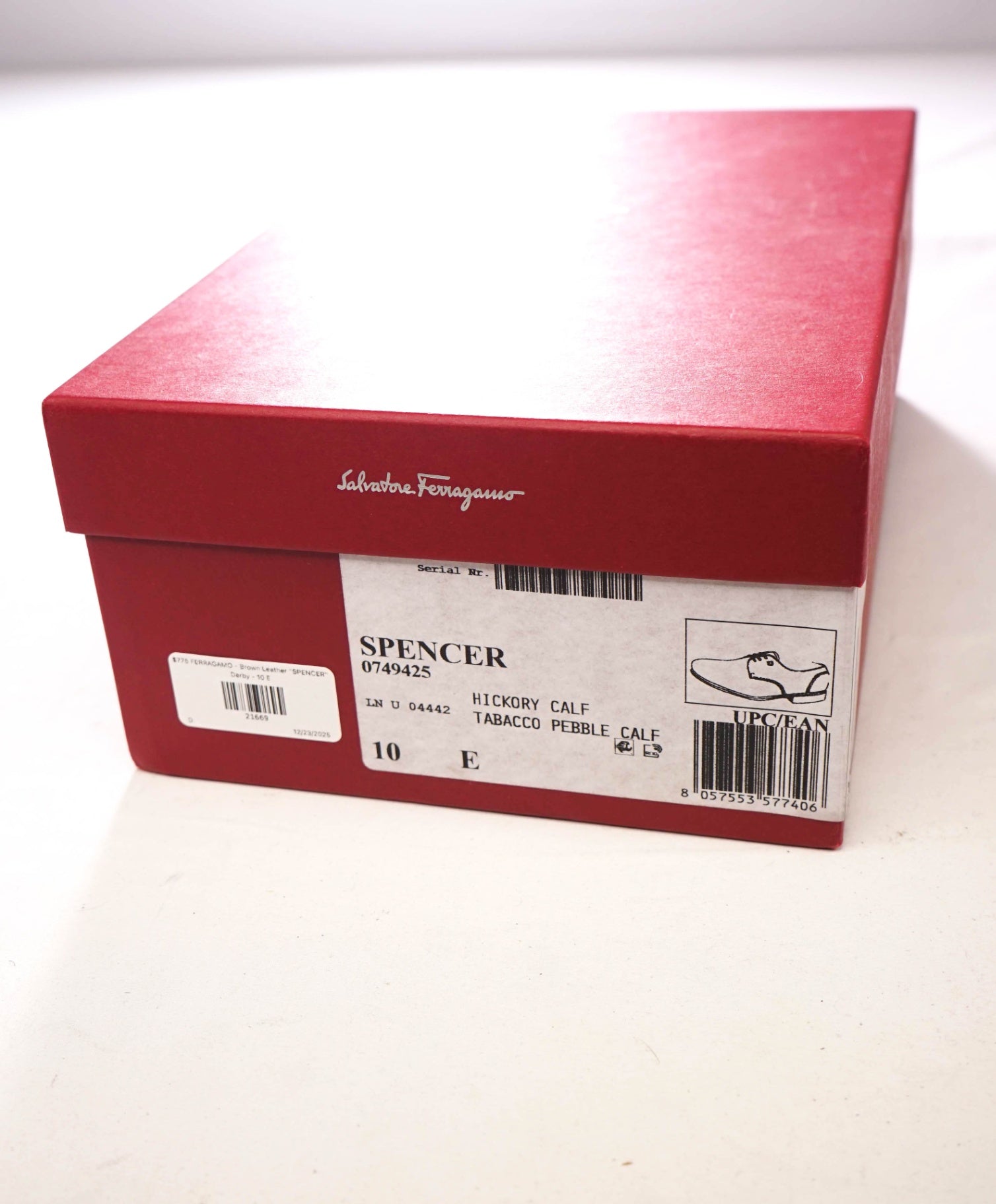 $775 FERRAGAMO - Brown Leather "SPENCER"  Derby - 10 E