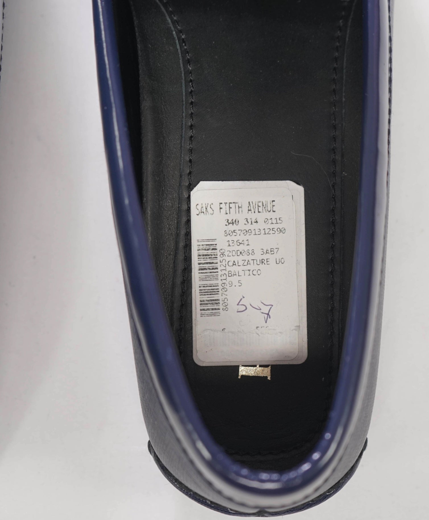 $850 PRADA - Blue Leather "CALZATURE UOMO" Loafers - US 10.5 (9.5UK)