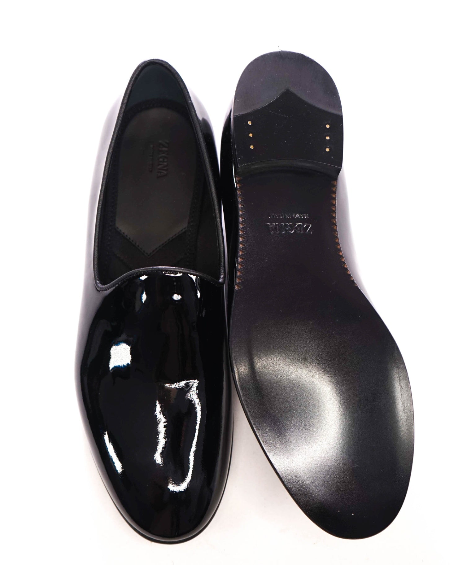 $860 ZEGNA - Black Patent Leather "PALERMO" Loafers - US 10 (9UK)