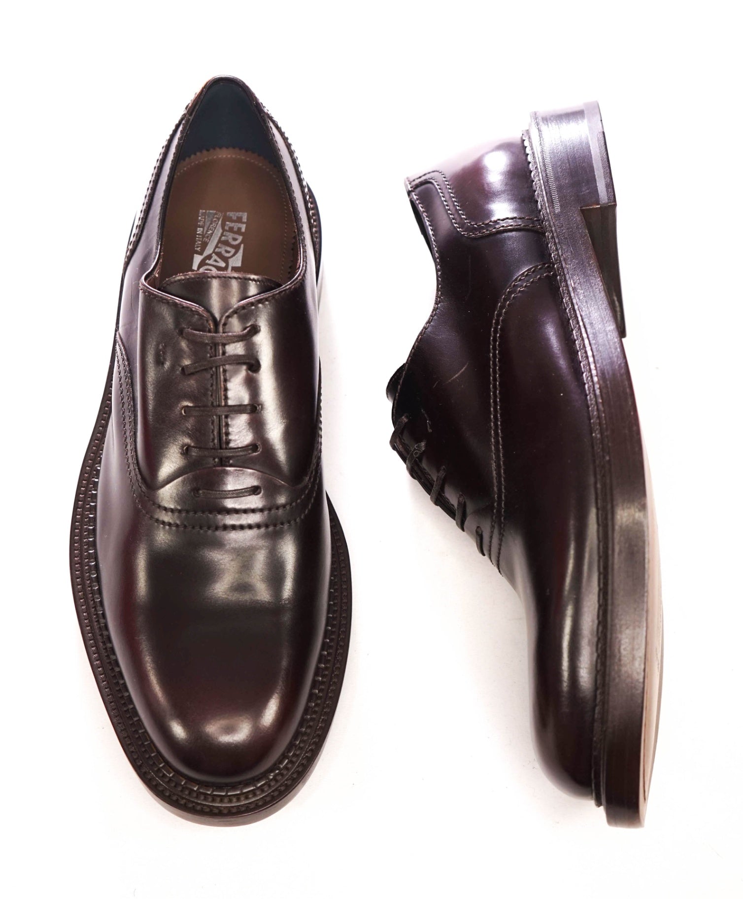 $895 FERRAGAMO - Chocolate Brown Leather *RIGEL* Oxfords - 13 EE