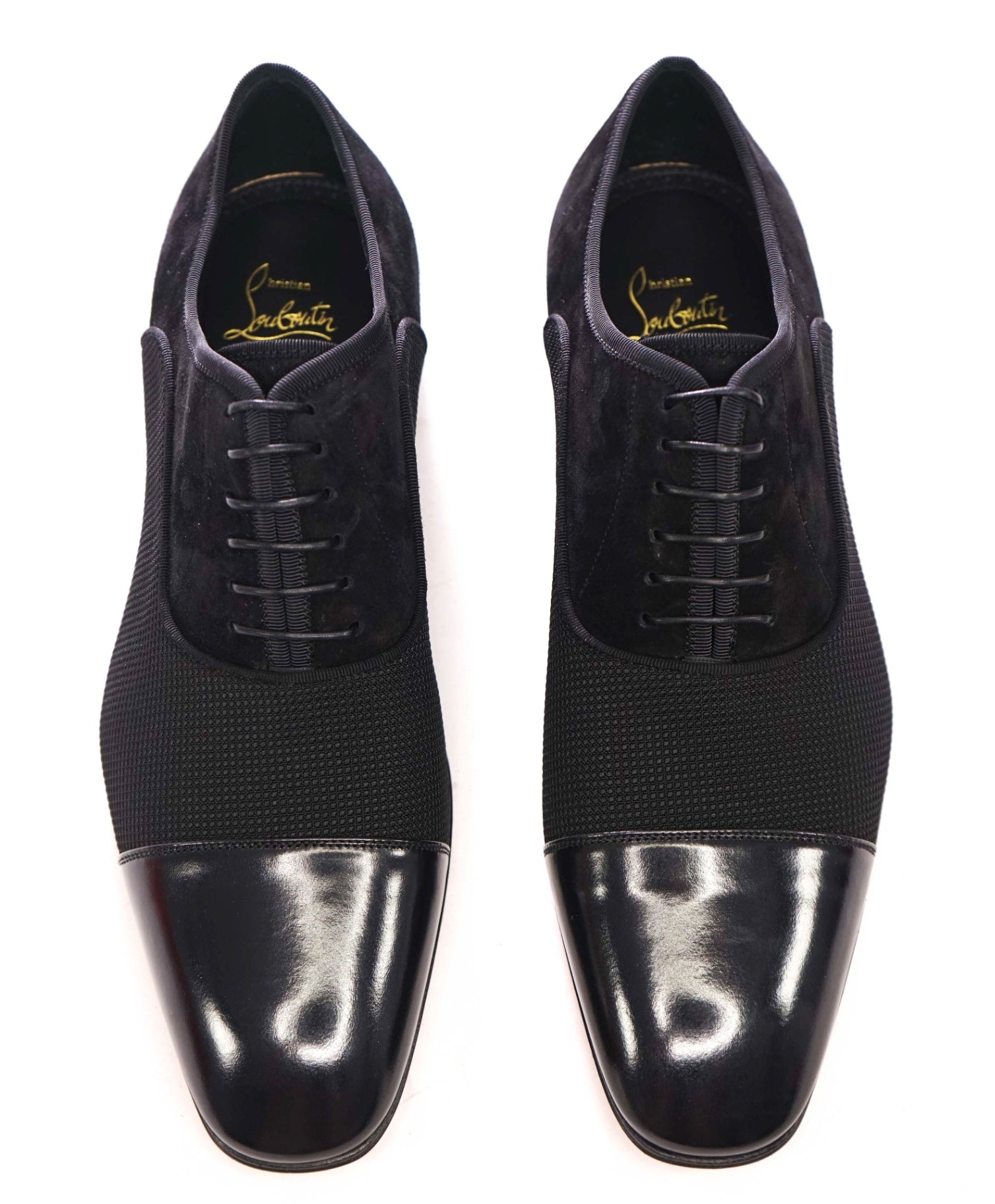$1,050 CHRISTIAN LOUBOUTIN - Black "GREGGO" Suede Oxfords - US 8 (41EU)