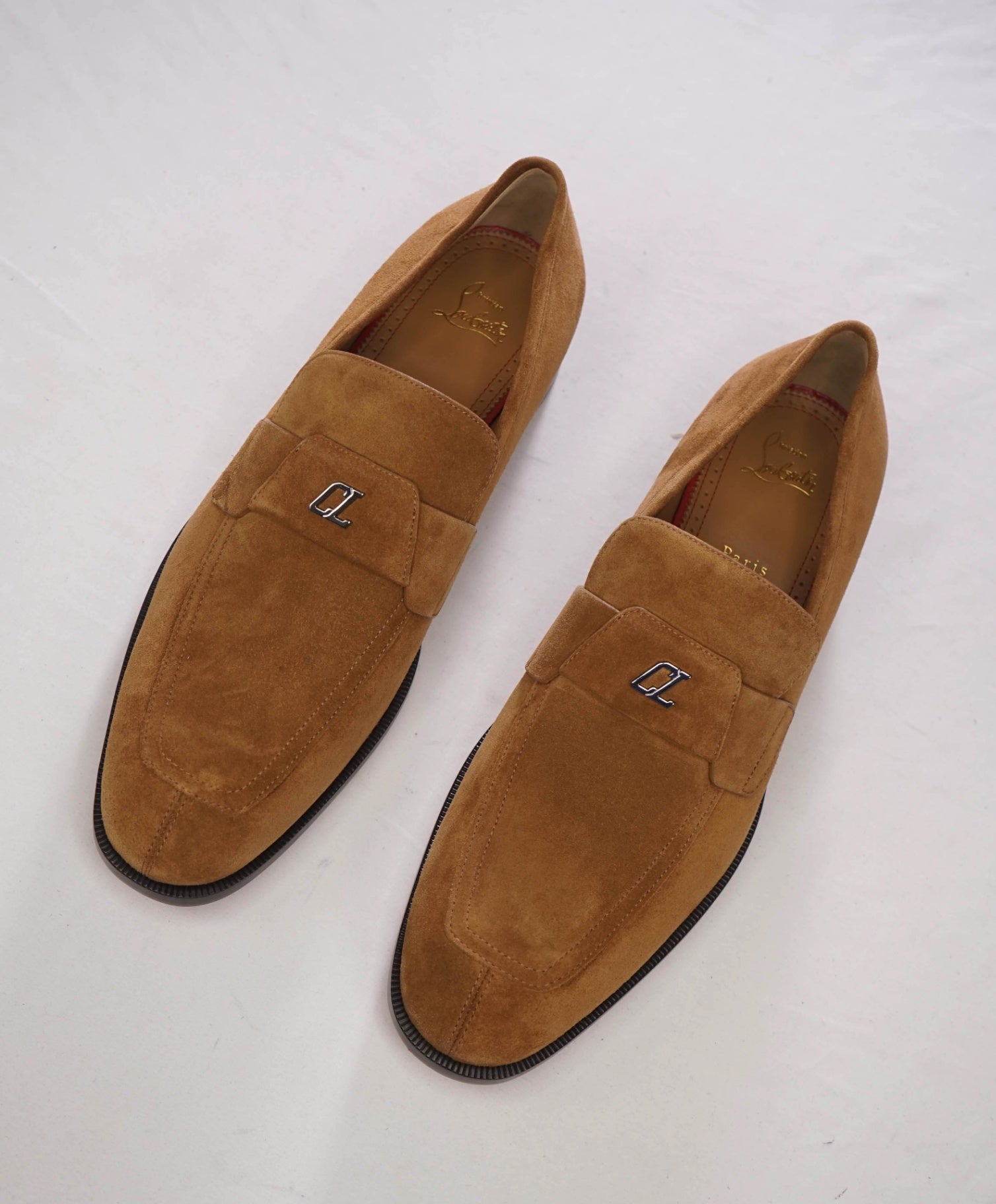$1,100 CHRISTIAN LOUBOUTIN - Brown Suede "VARSIMOC" Loafers - US 12 (45EU)