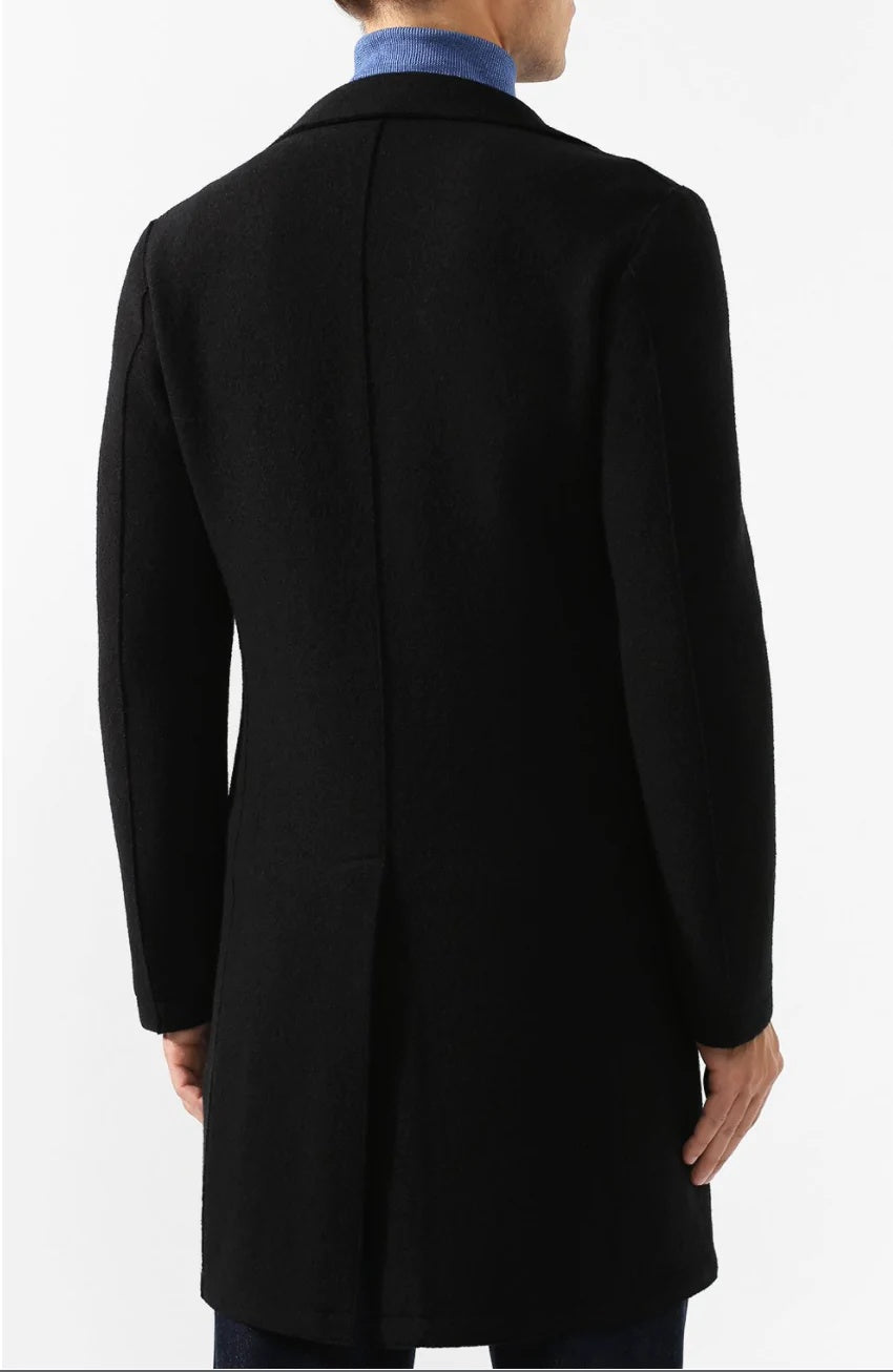 $1,395 ELEVENTY - Black Essential Pure Wool Top Coat - 44 US (54EU)