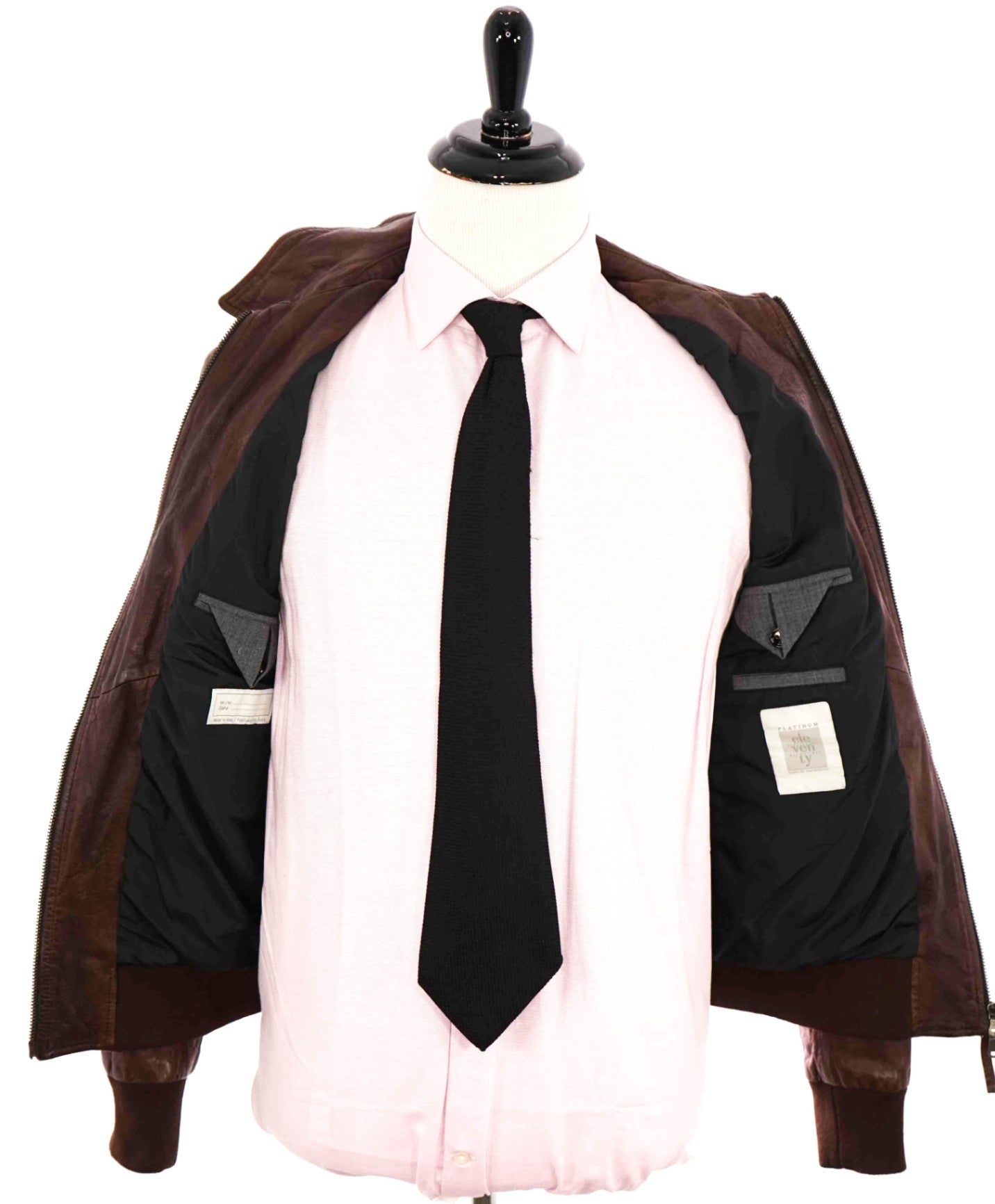 $1,495 ELEVENTY - Distressed LEATHER Aviator/Bomber Jacket - 40US M