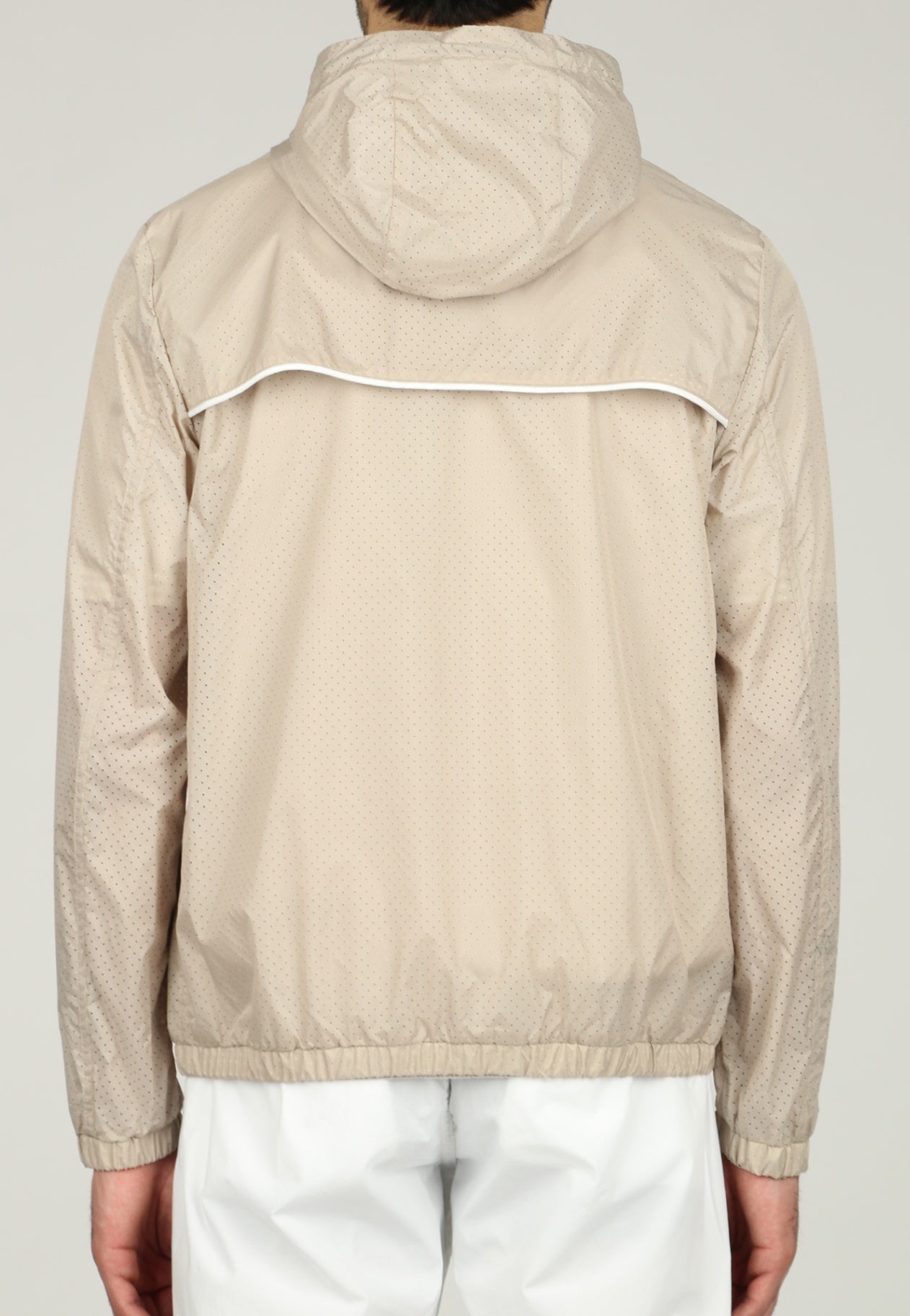 $1,645 ELEVENTY - Neutral Perforated Nylon Hooded Rain Jacket Coat- 40R