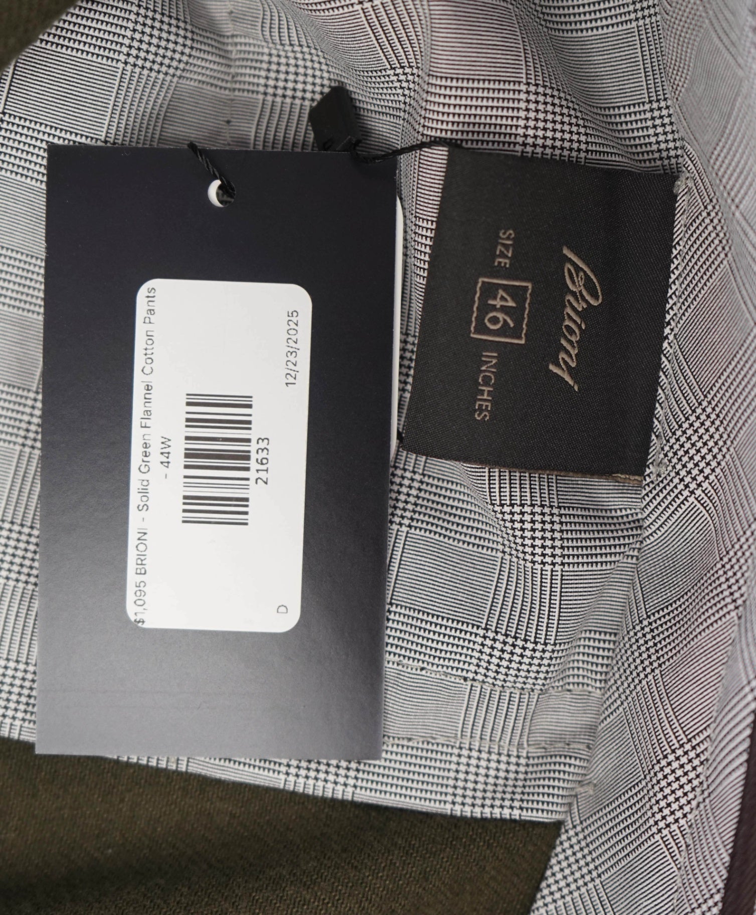 $1,095 BRIONI - Solid Green 5-Pocket Cotton Pants - 44W
