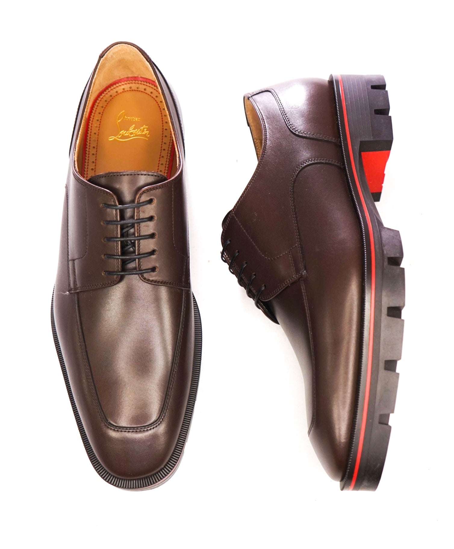 $1,190 CHRISTIAN LOUBOUTIN - Brown Lug Sole *DAVISOL* Derby - US 8 (41EU)
