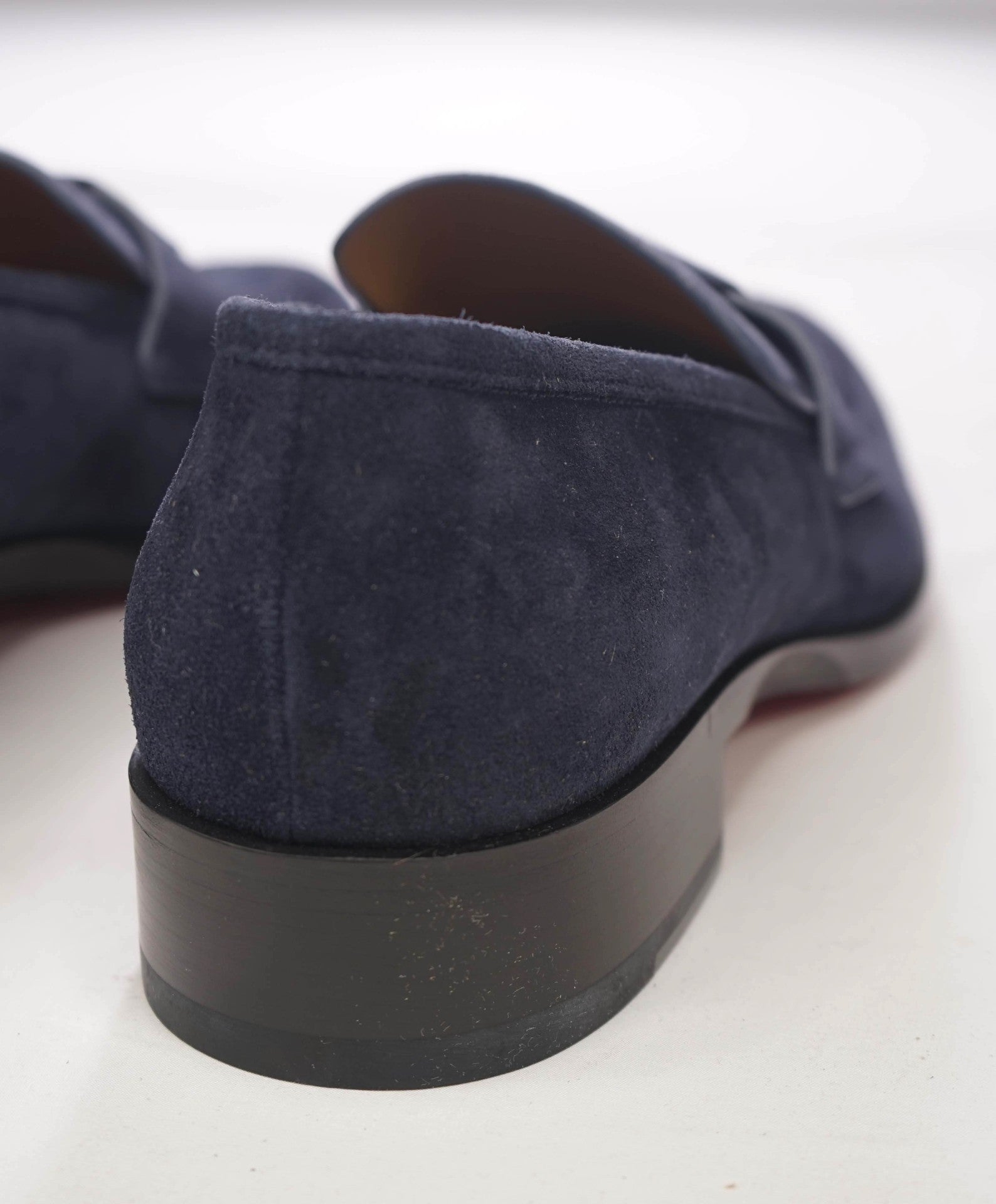 $1,100 CHRISTIAN LOUBOUTIN - Navy Blue Suede "VARSIMOC" Loafers - US 11.5 (44.5EU)