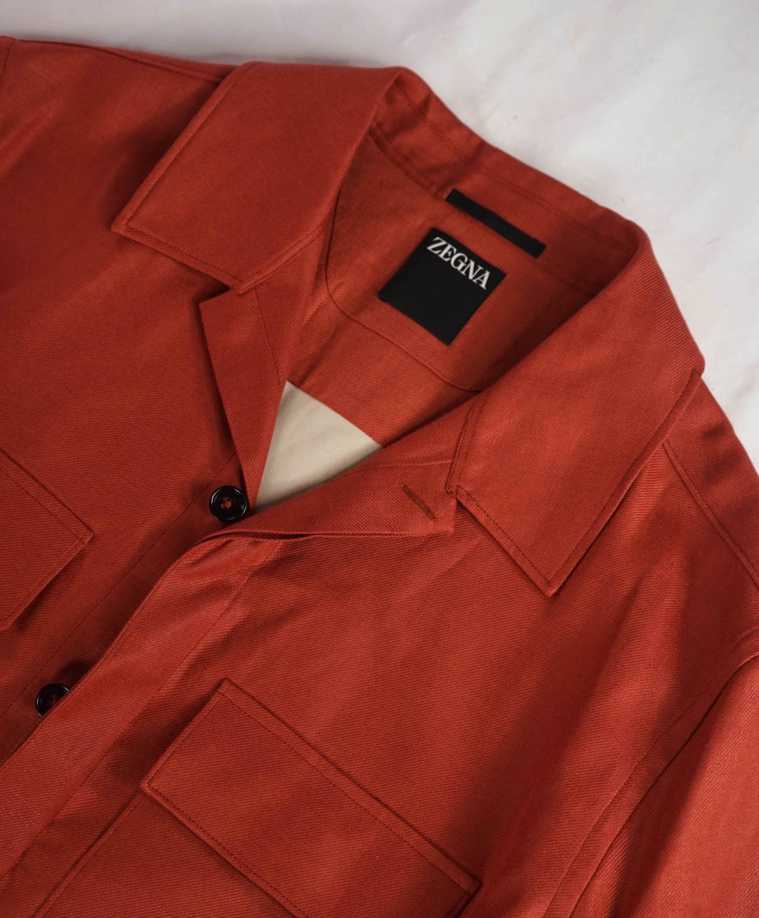 $1,690 ZEGNA - OASI Red Linen Over Shirt Chore Jacket -  XXL