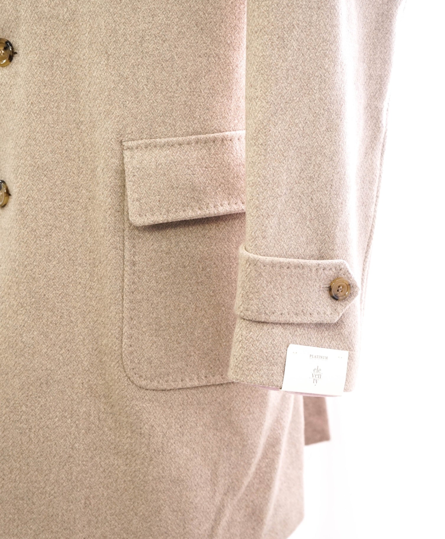 $4,000 ELEVENTY - *100% PURE CASHMERE* Mens Neutral Overcoat- 48 US