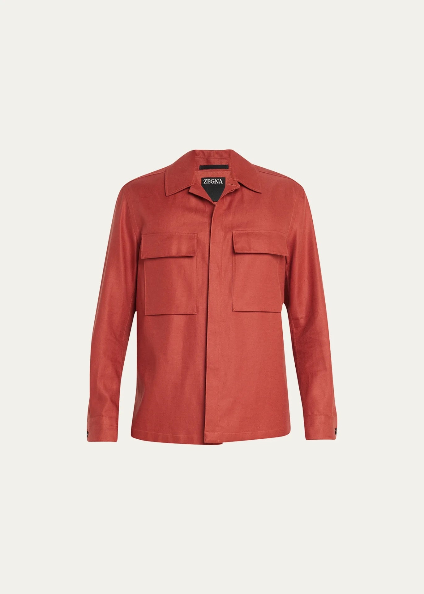 $1,690 ZEGNA - OASI Red Linen Over Shirt Chore Jacket -  S