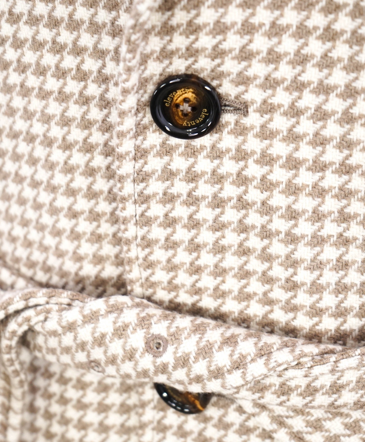 $2,995 ELEVENTY - PURE WOOL Houndstooth Neutral Long Belted Coat- 40 (50EU)