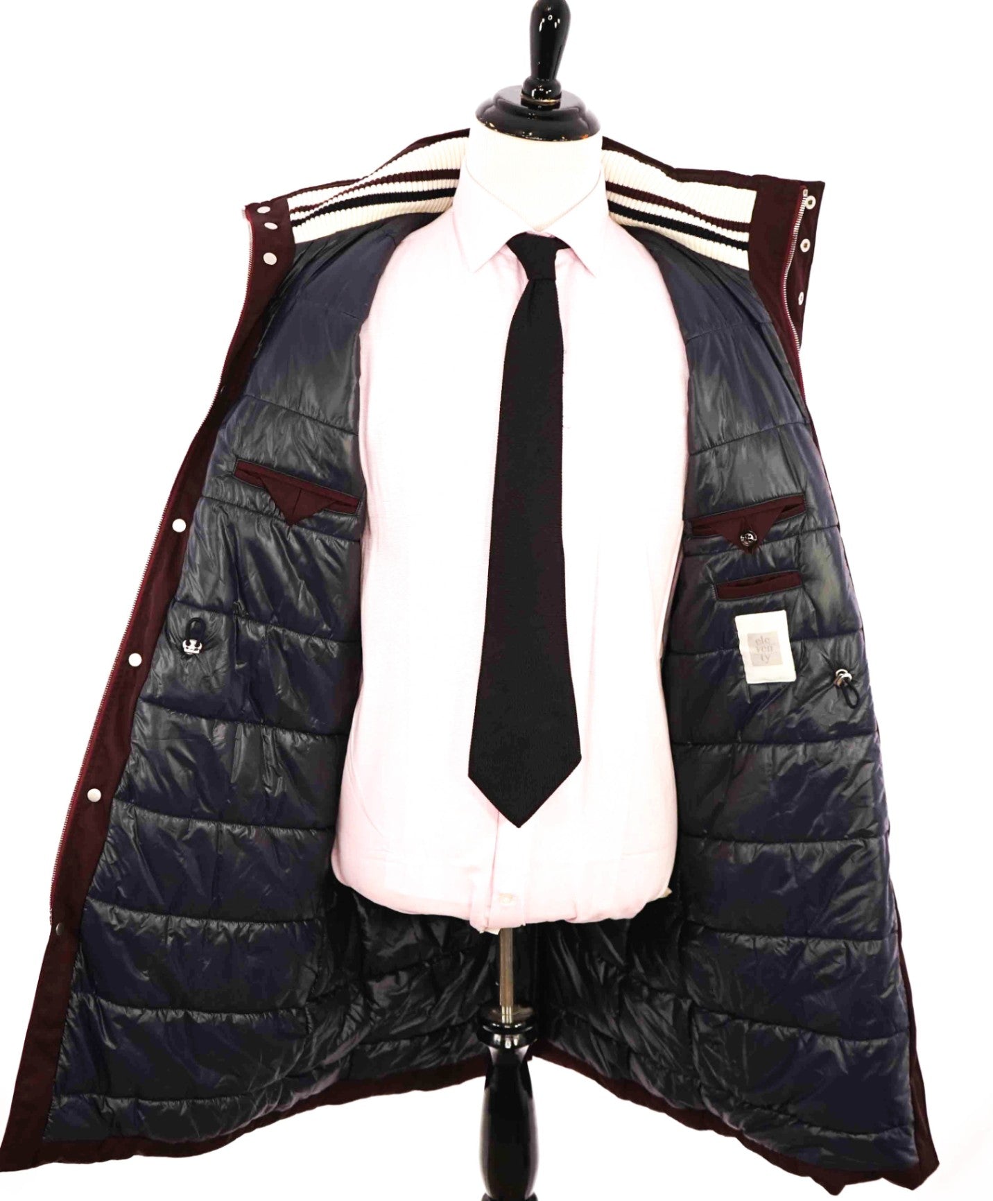 $2,495 ELEVENTY - Burgundy Hooded PARKA Water Resistant Coat- 42 Large