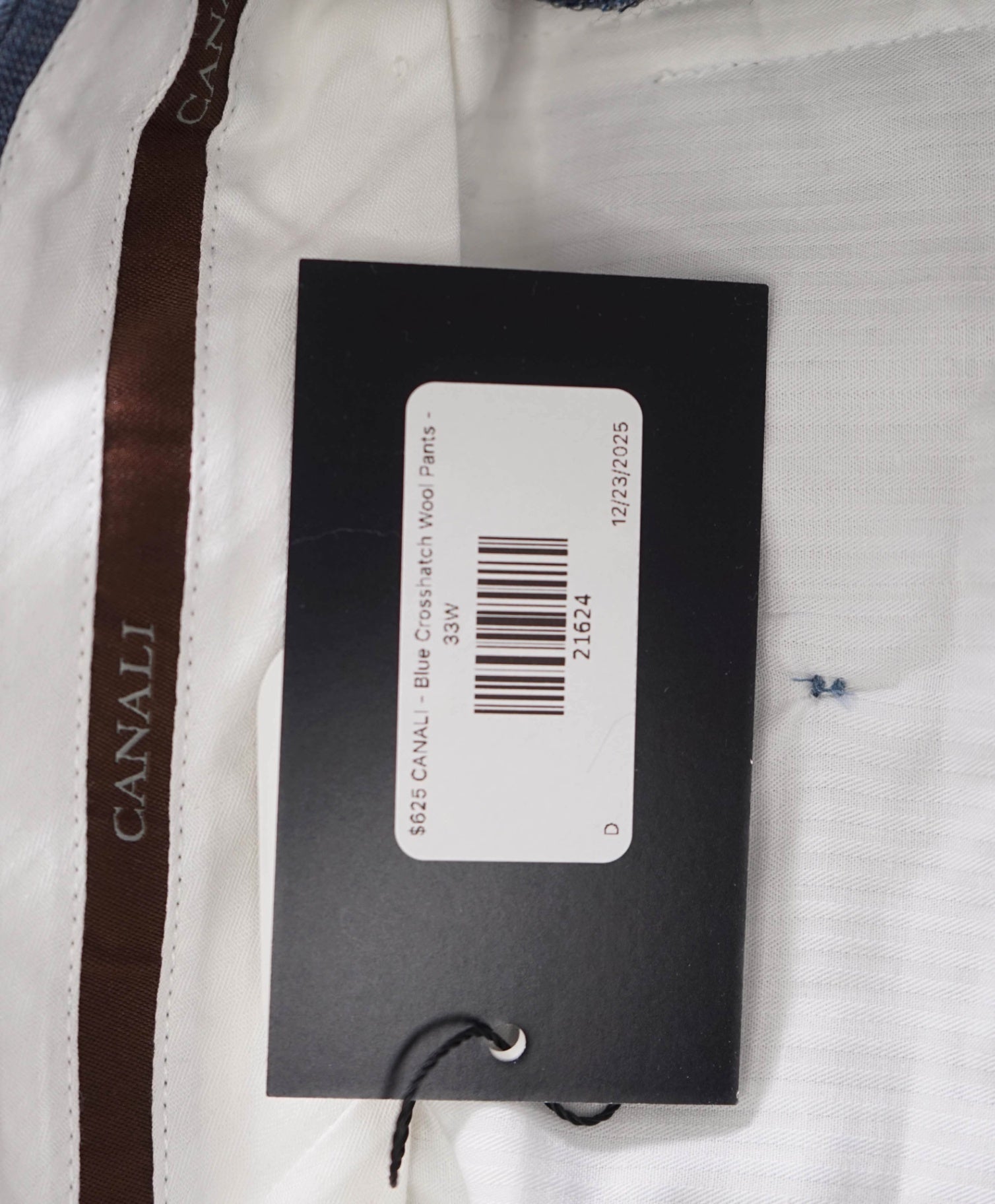$625 CANALI - Baby Blue Crosshatch Wool Pants - 33W