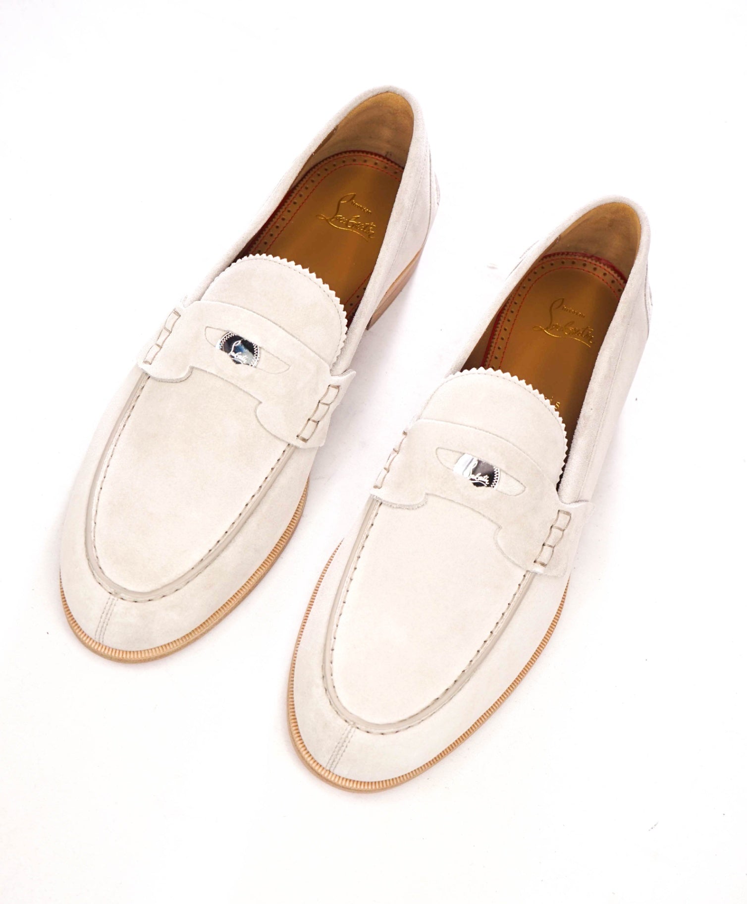 $1,145 CHRISTIAN LOUBOUTIN - Gray Suede *PENNY* Loafers - US 11.5 (EU44.5)